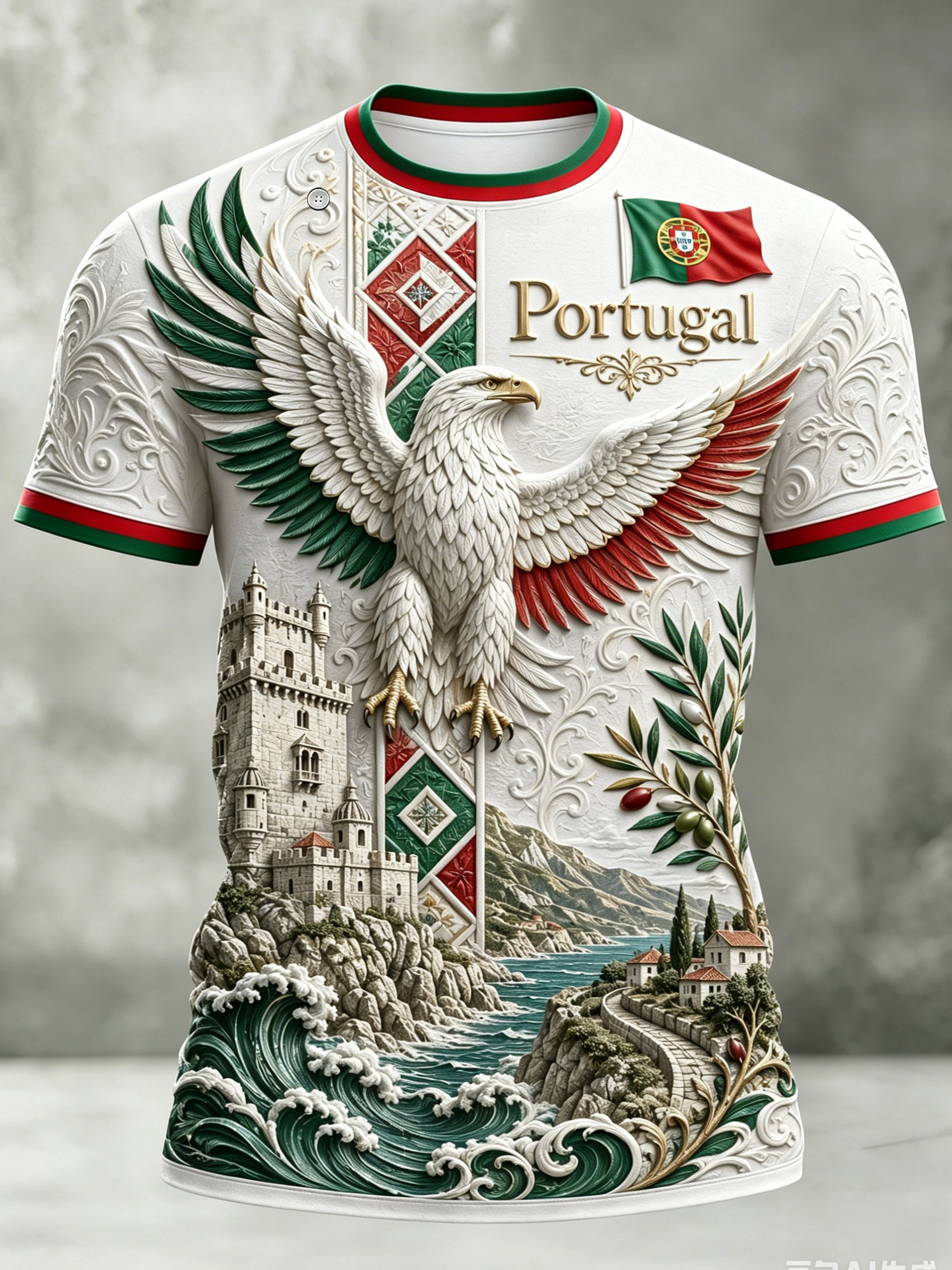 Men's Portugal Football Fan Art Print T-Shirt