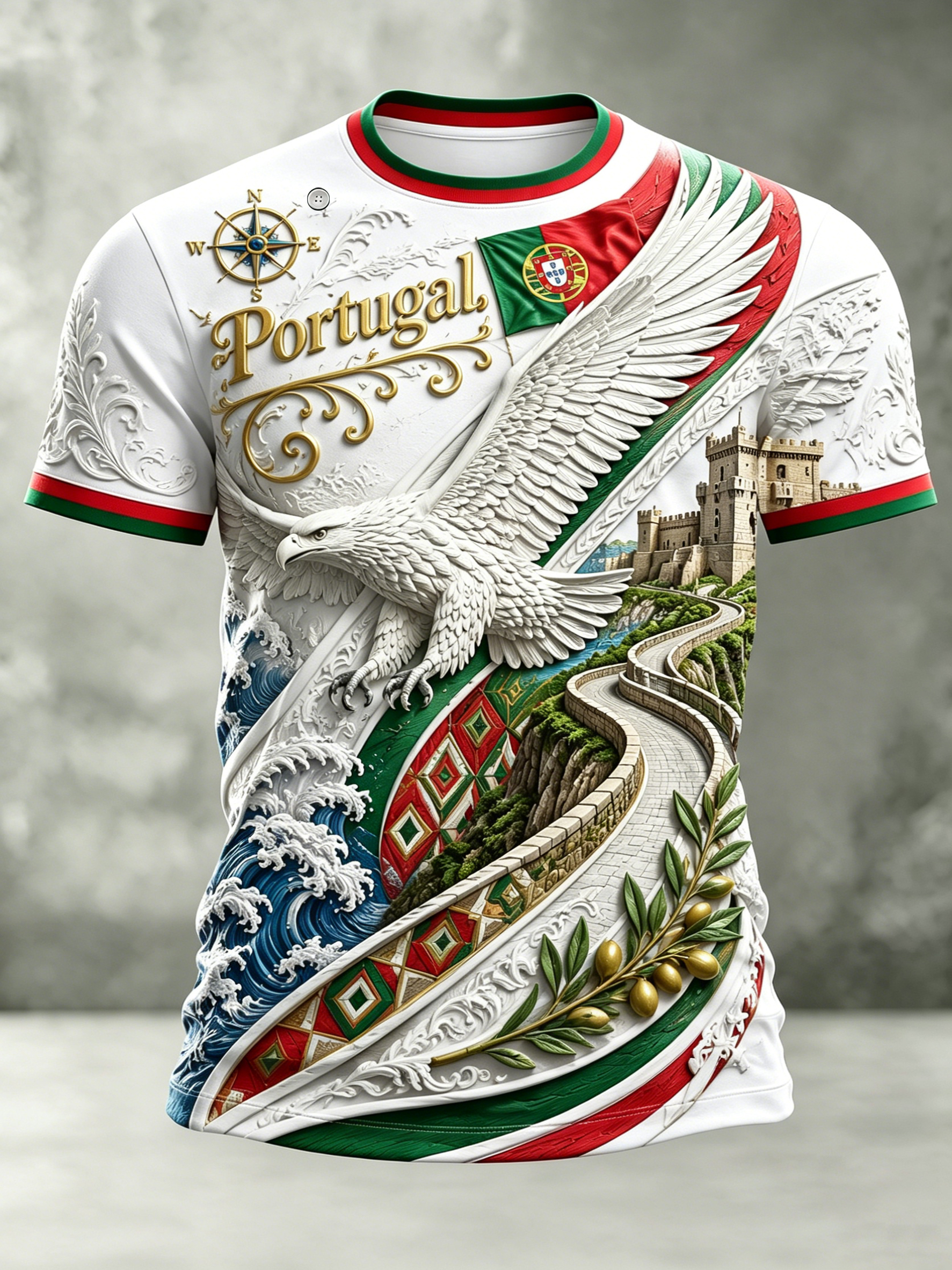 Men's Portugal Football Fan Art Print T-Shirt
