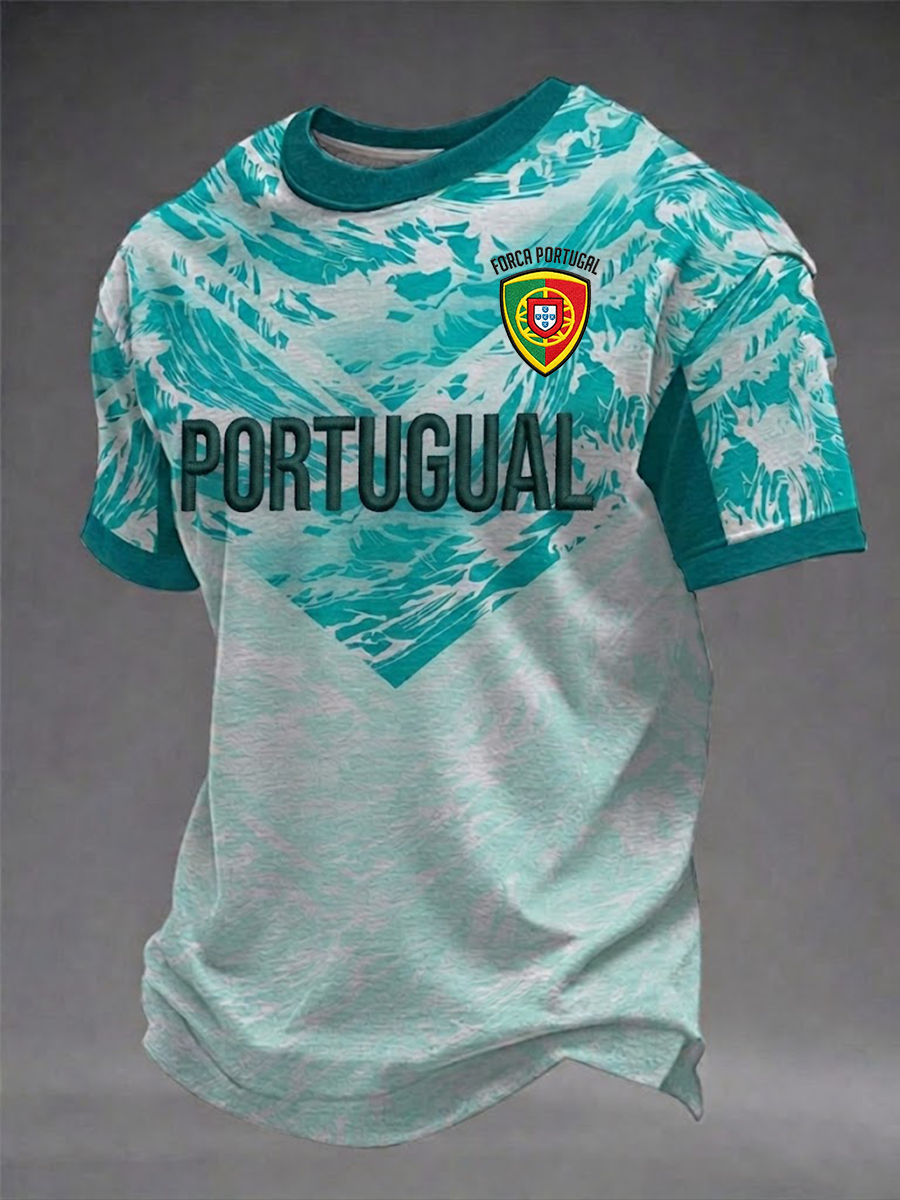 Men's Portugal Football Fan Art Print T-Shirt
