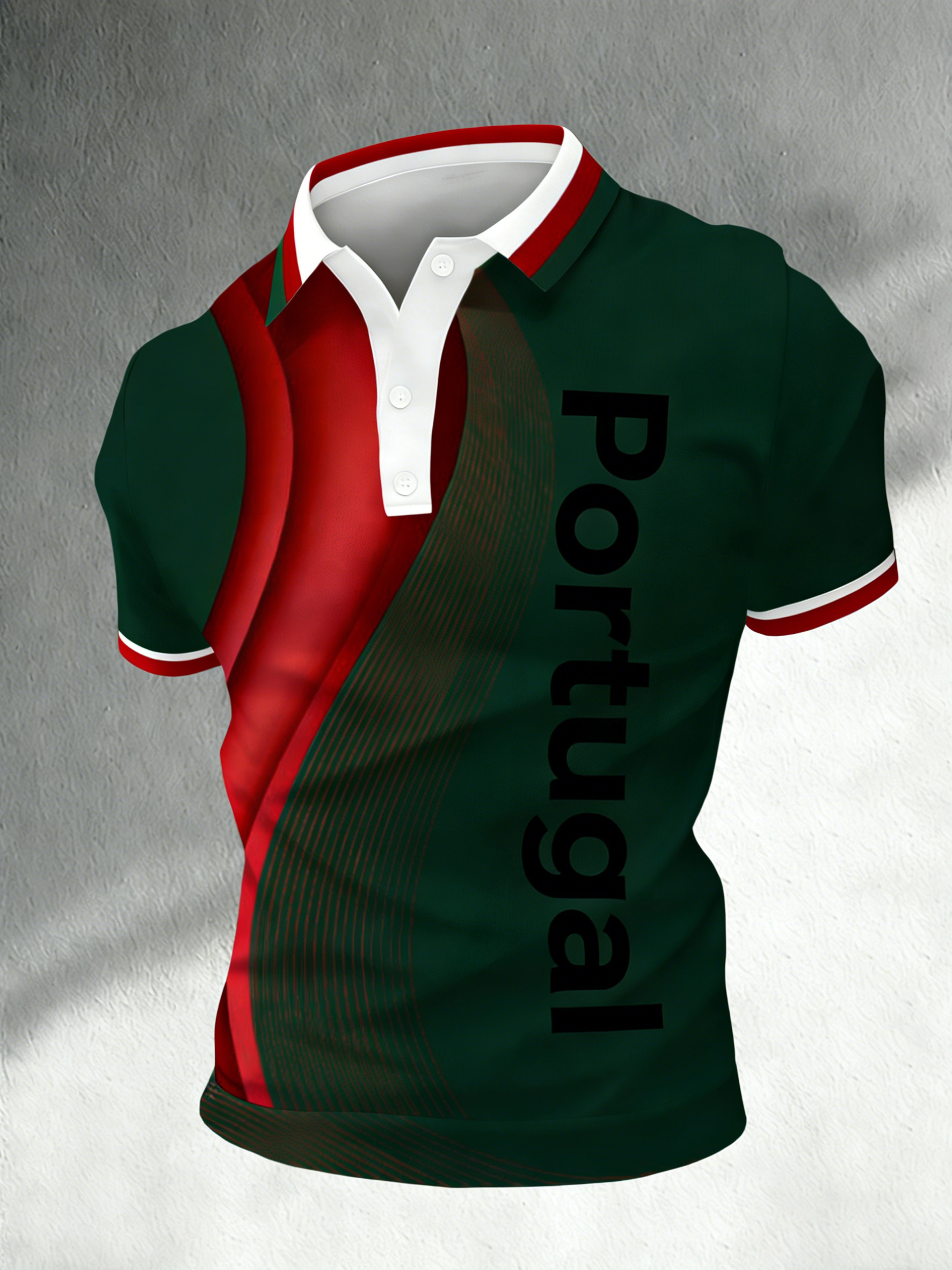 Men's Portugal Football Fan Art Print Polo Shirt