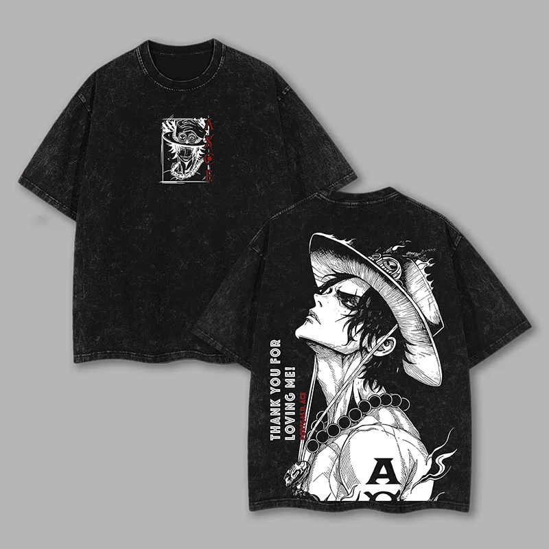 One Piece Fire Fist Ace Japanese Washed T-shirt