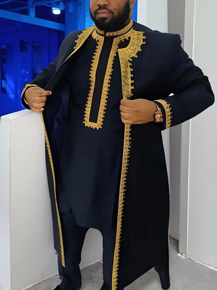 Classic Silk Top-Quality Fabric African Suit Men's Set Trousers