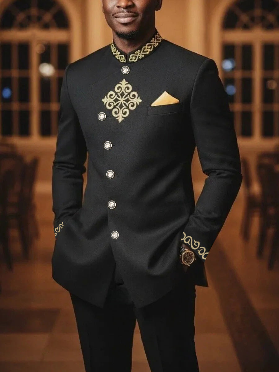 Classic Silk Top-Quality Fabric African Suit Men's Set Trousers