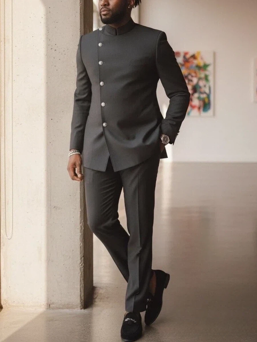 Classic Silk Top-Quality Fabric African Suit Men's Set Trousers