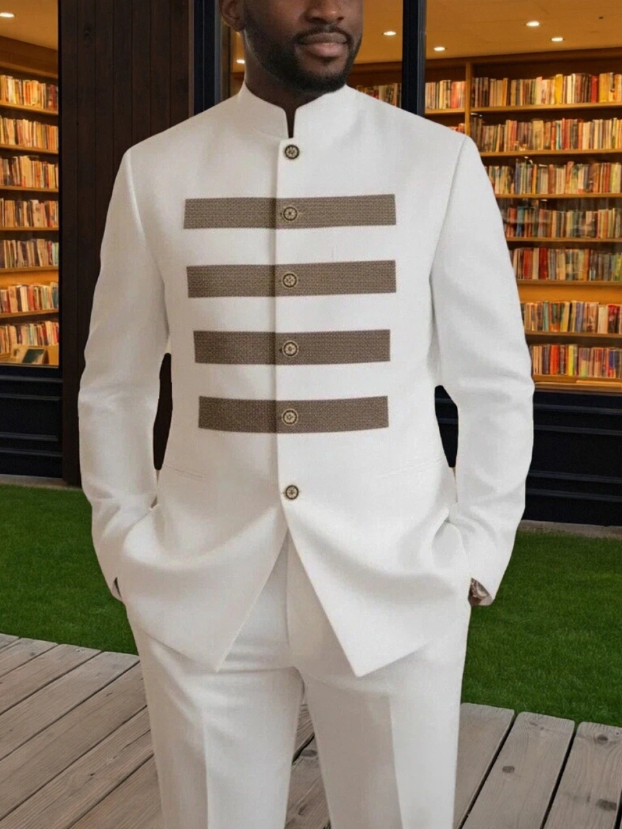 Classic Silk Top-Quality Fabric African Suit Men's Set Trousers