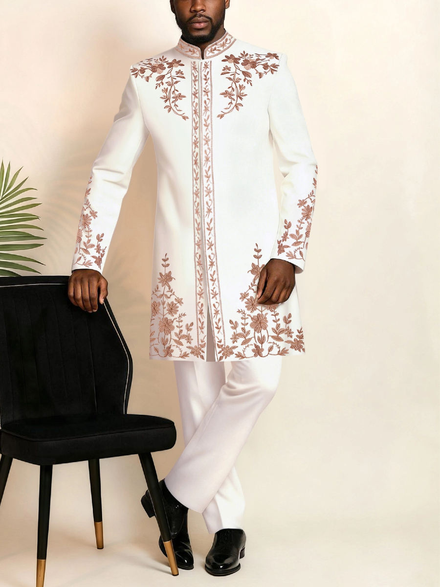 Classic Silk Top-Quality Fabric African Suit Men's Set Trousers