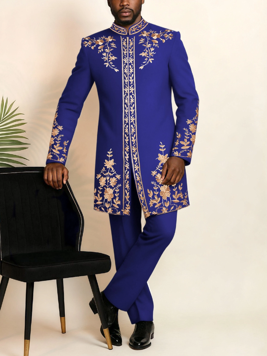 Classic Silk Top-Quality Fabric African Suit Men's Set Trousers