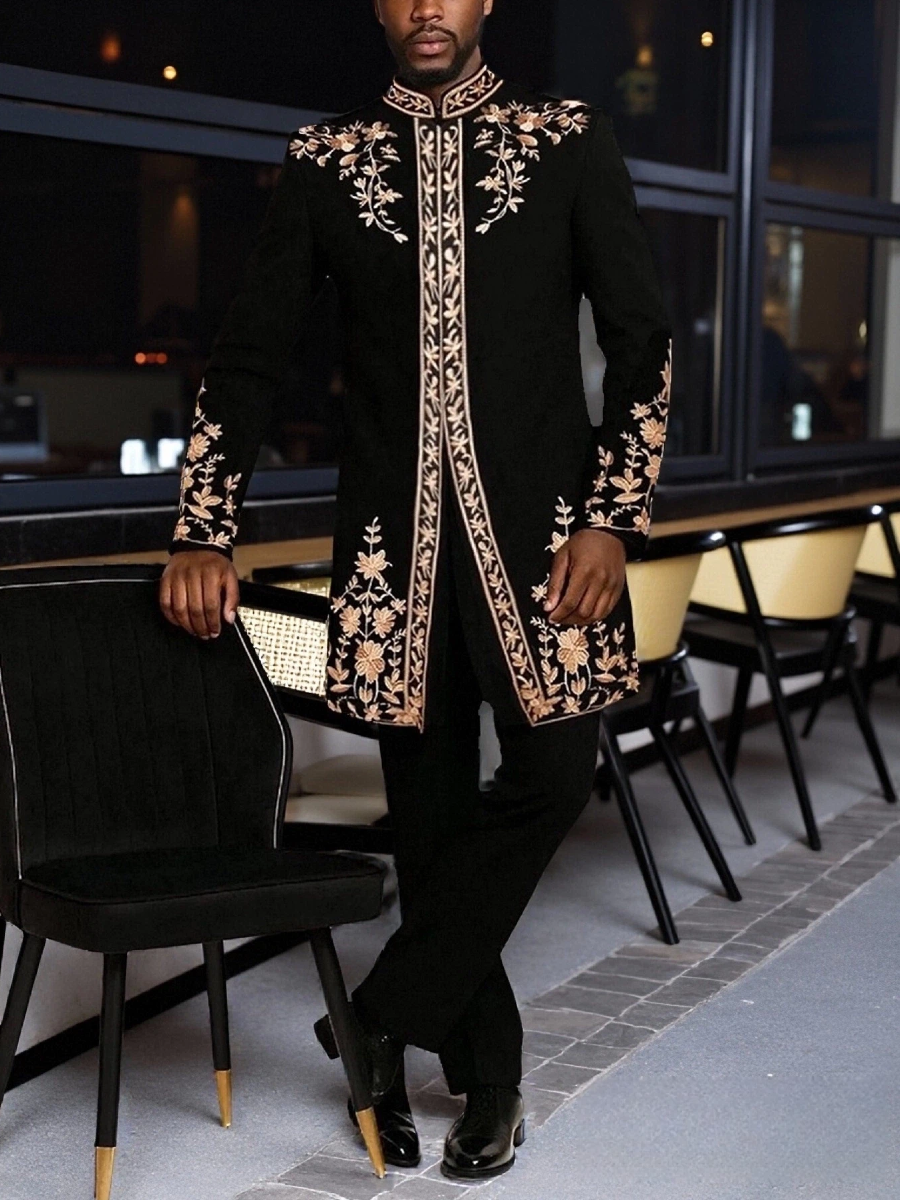 Classic Silk Top-Quality Fabric African Suit Men's Set Trousers