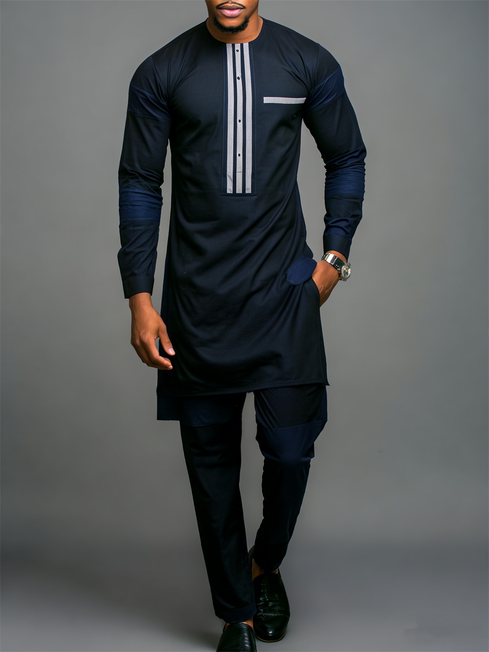 Classic Silk Top-Quality Fabric African Suit Men's Set Trousers