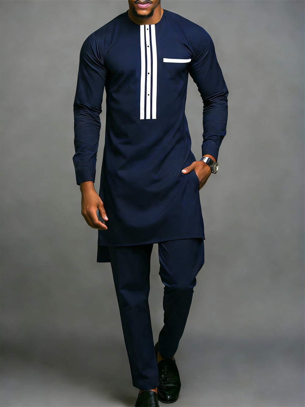 Classic Silk Top-Quality Fabric African Suit Men's Set Trousers