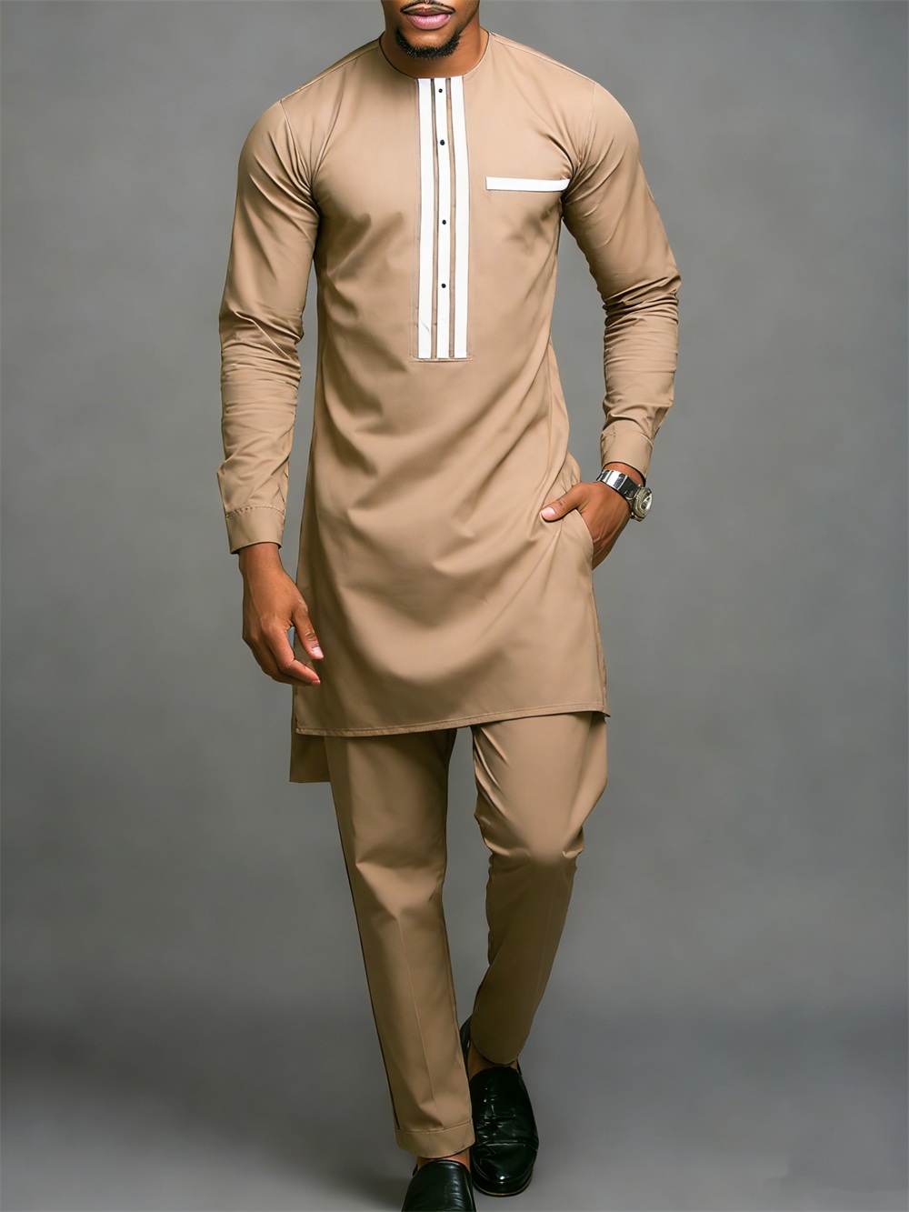 Classic Silk Top-Quality Fabric African Suit Men's Set Trousers