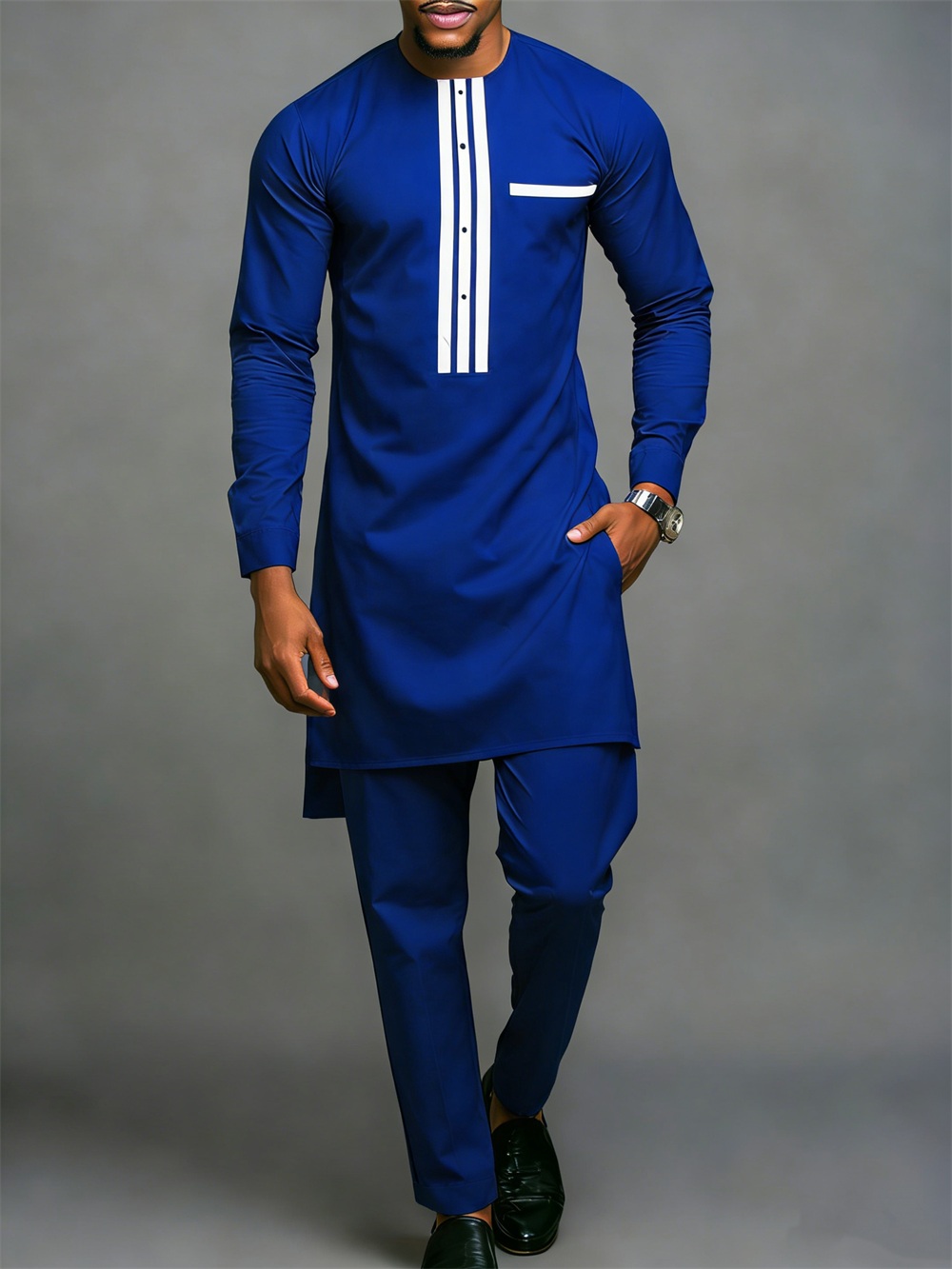 Classic Silk Top-Quality Fabric African Suit Men's Set Trousers