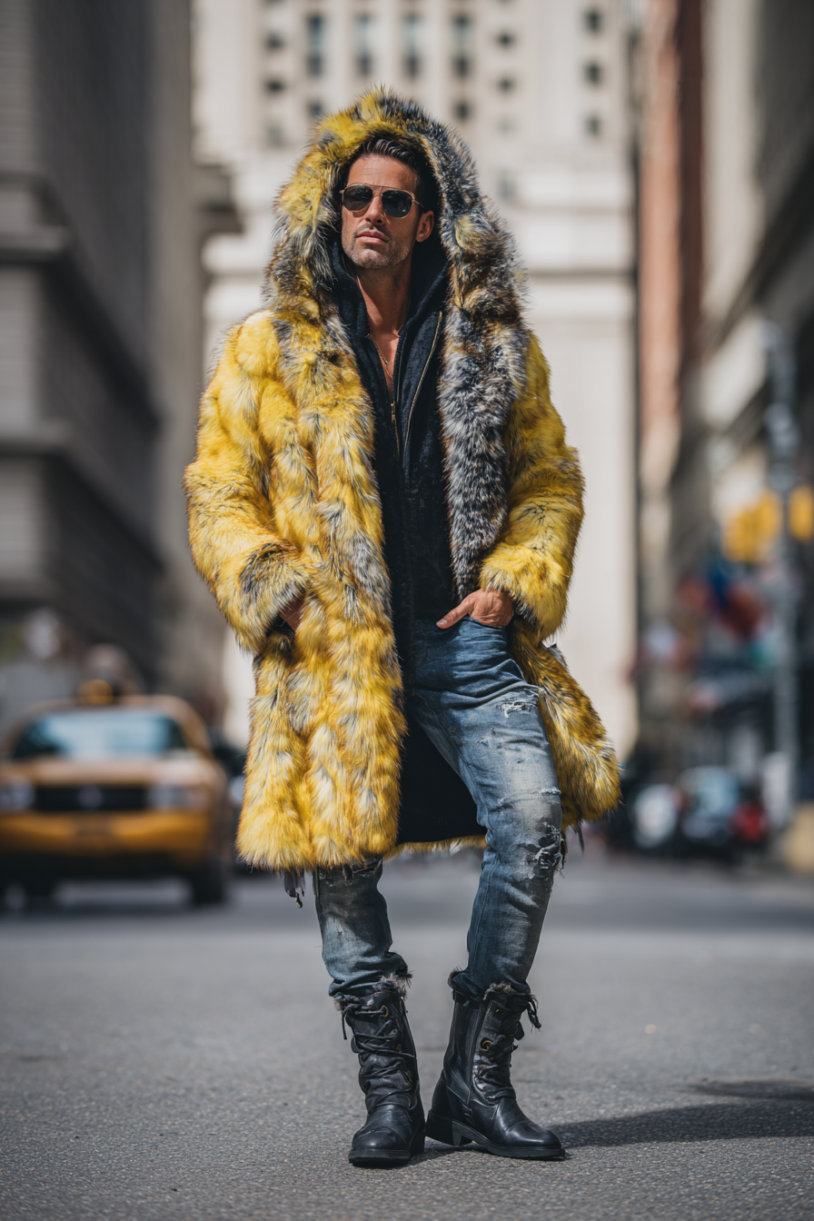 HOT Lambskin coat Jacket Long Shearling Coat Mens Shearling Hooded jacket