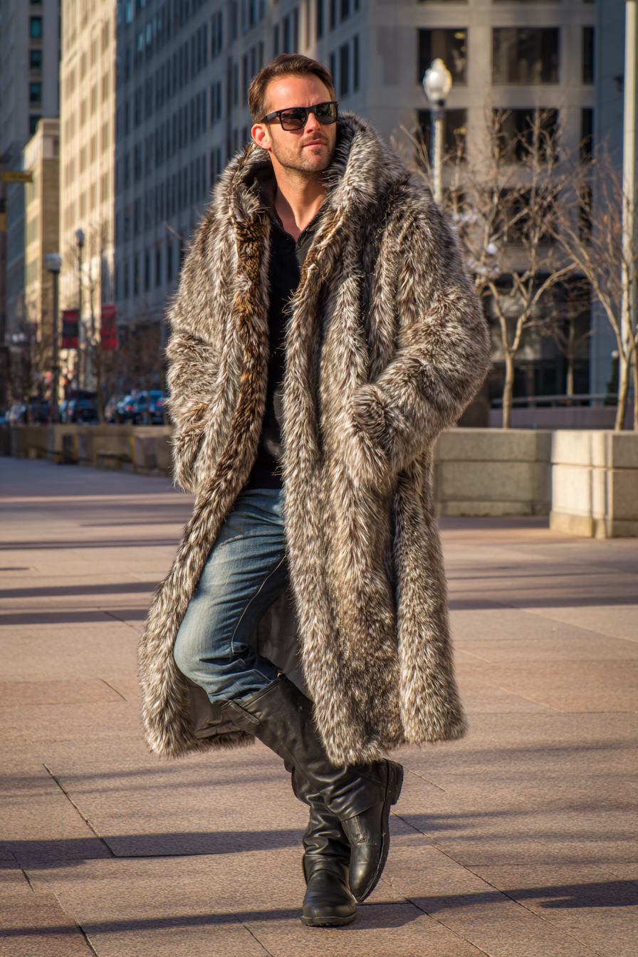 HOT Lambskin coat Jacket Long Shearling Coat Mens Shearling Hooded jacket