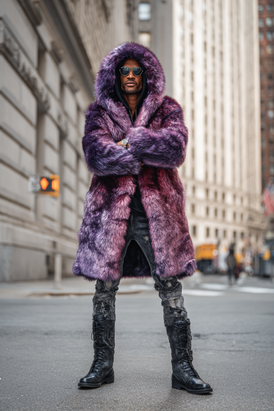 HOT Lambskin coat Jacket Long Shearling Coat Mens Shearling Hooded jacket