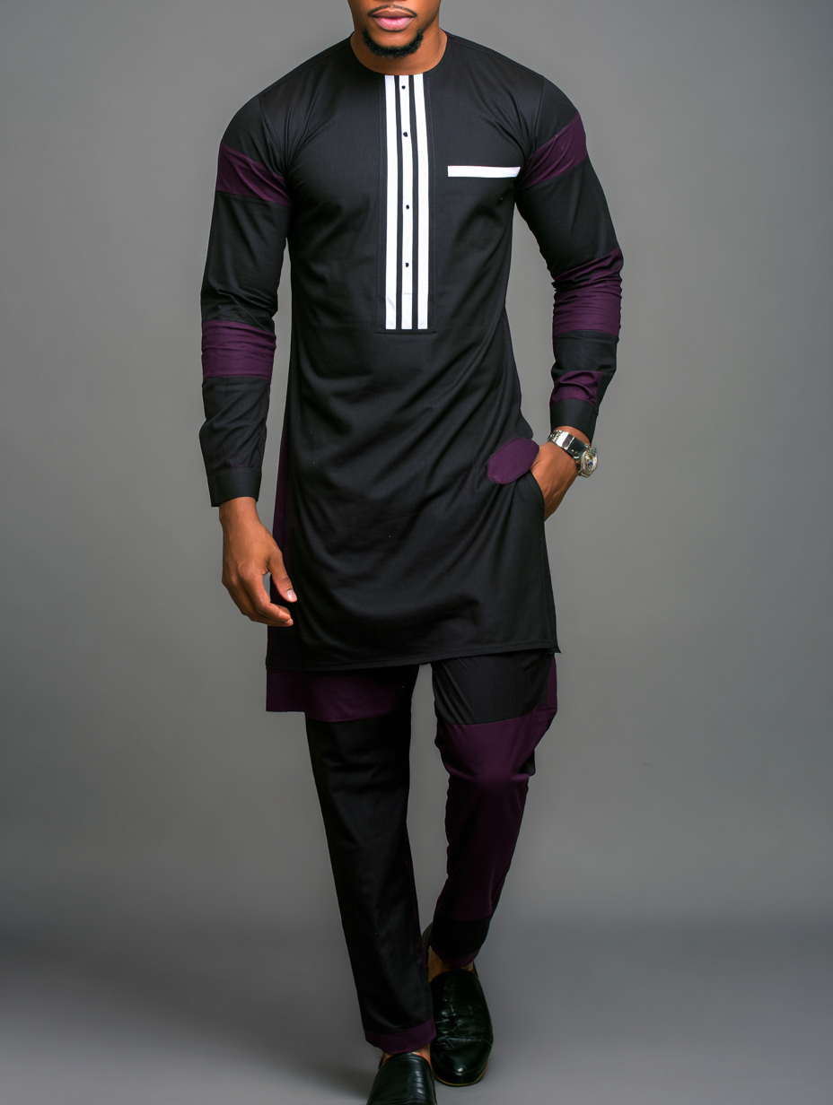 Classic Silk Top-Quality Fabric African Suit Men's Set Trousers