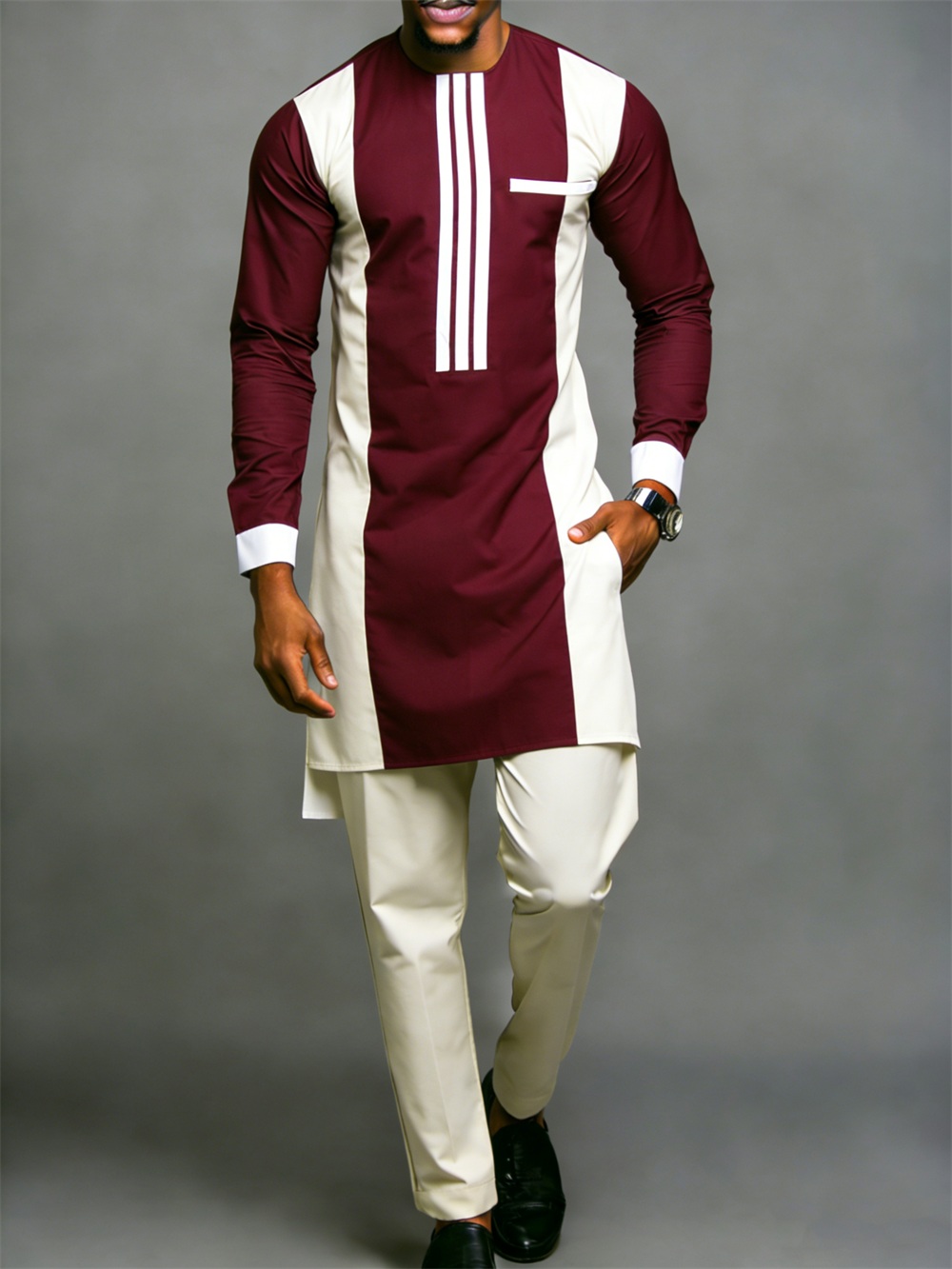 Classic Silk Top-Quality Fabric African Suit Men's Set Trousers