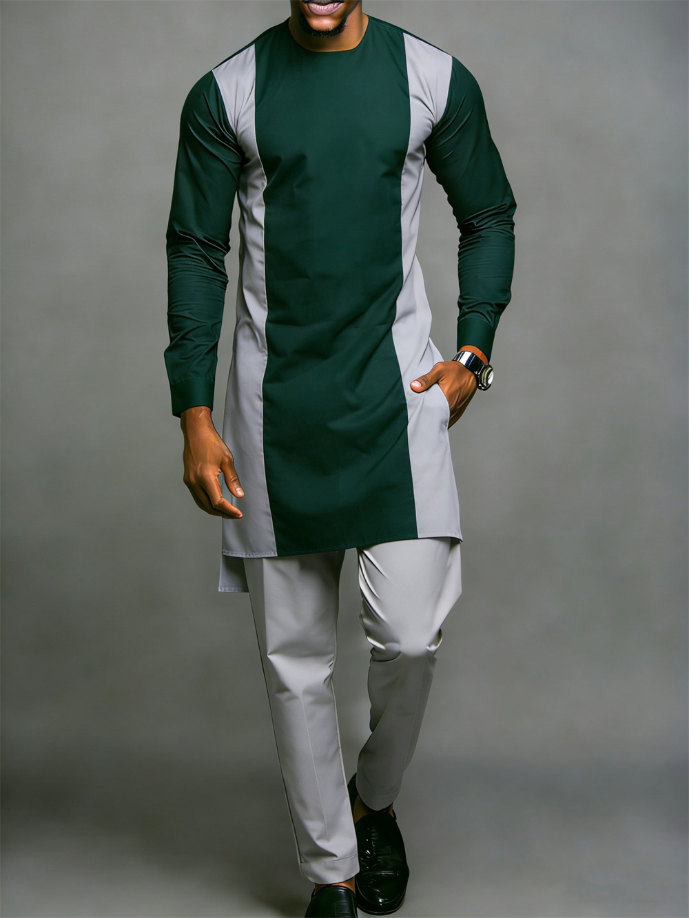 Classic Silk Top-Quality Fabric African Suit Men's Set Trousers