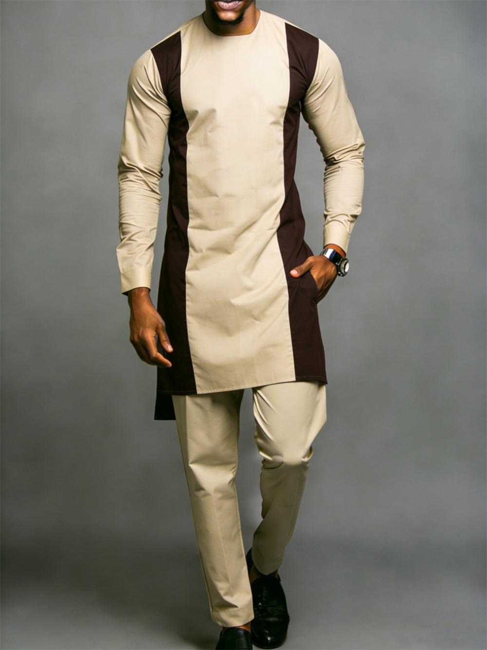 Classic Silk Top-Quality Fabric African Suit Men's Set Trousers
