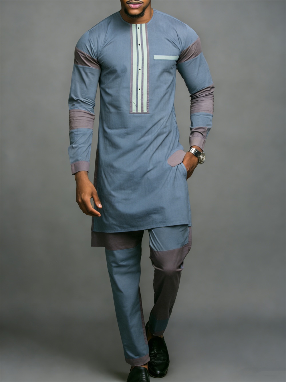 Classic Silk Top-Quality Fabric African Suit Men's Set Trousers