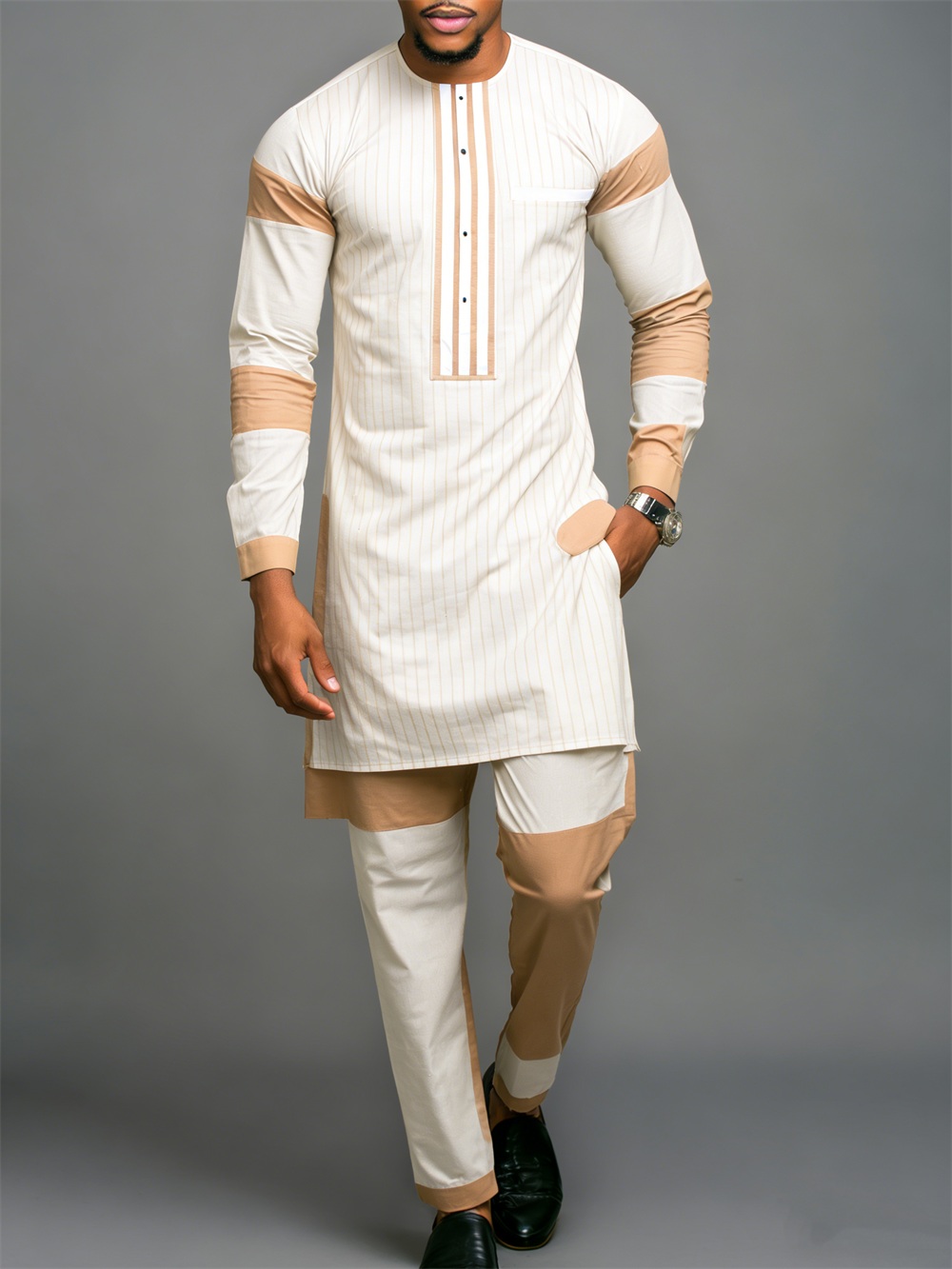 Classic Silk Top-Quality Fabric African Suit Men's Set Trousers