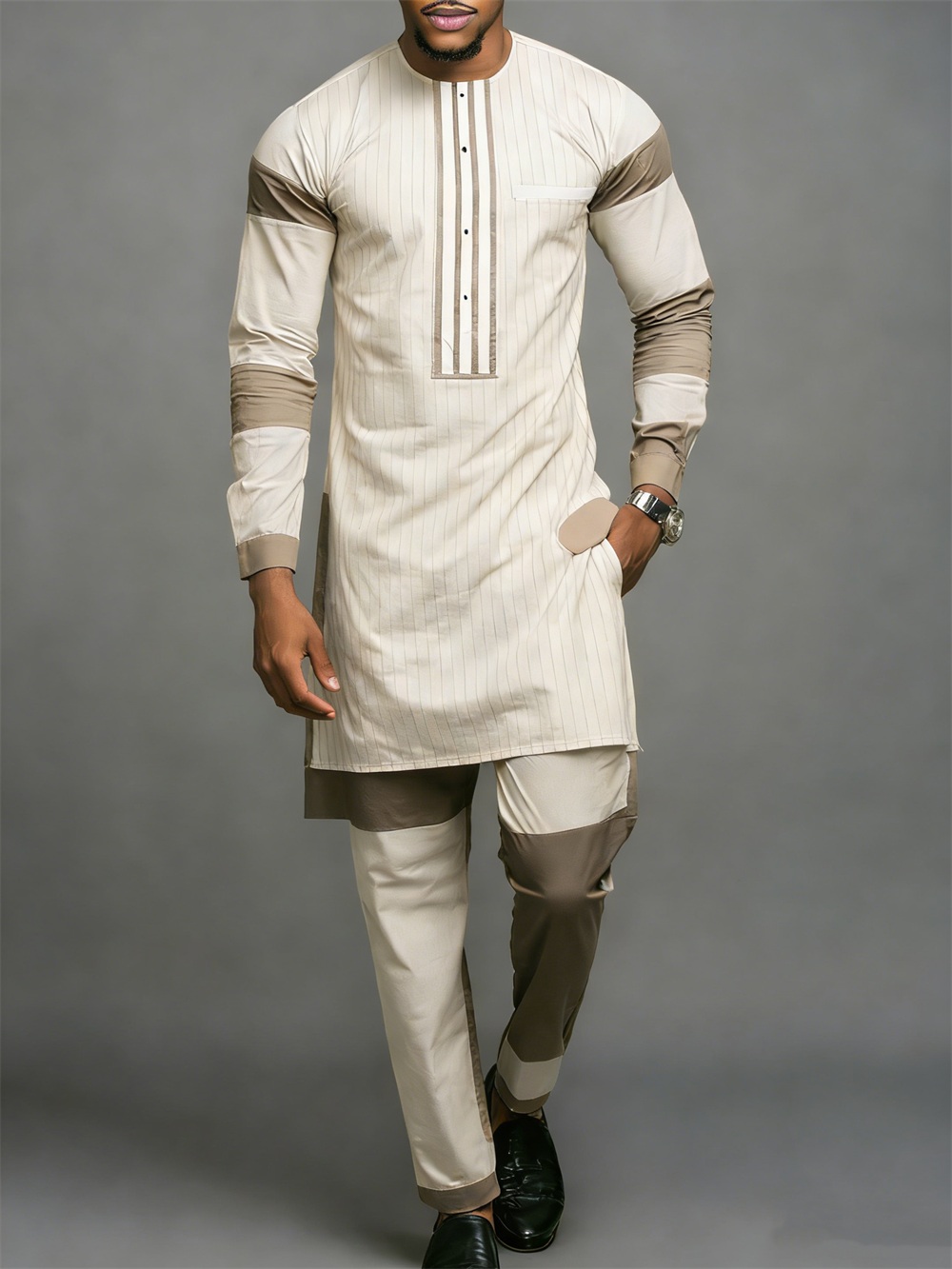 Classic Silk Top-Quality Fabric African Suit Men's Set Trousers