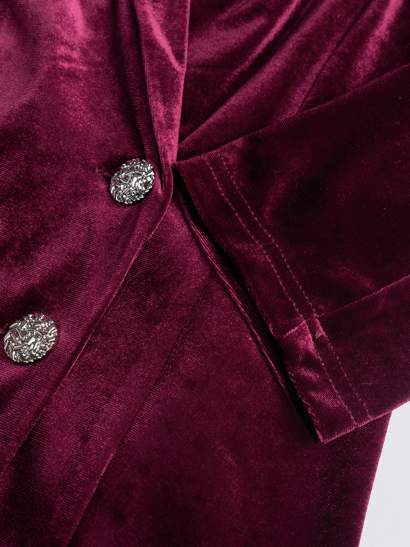 Woman's Burgundy Velvet Double-Breasted Blazer and Pencil Skirt Set