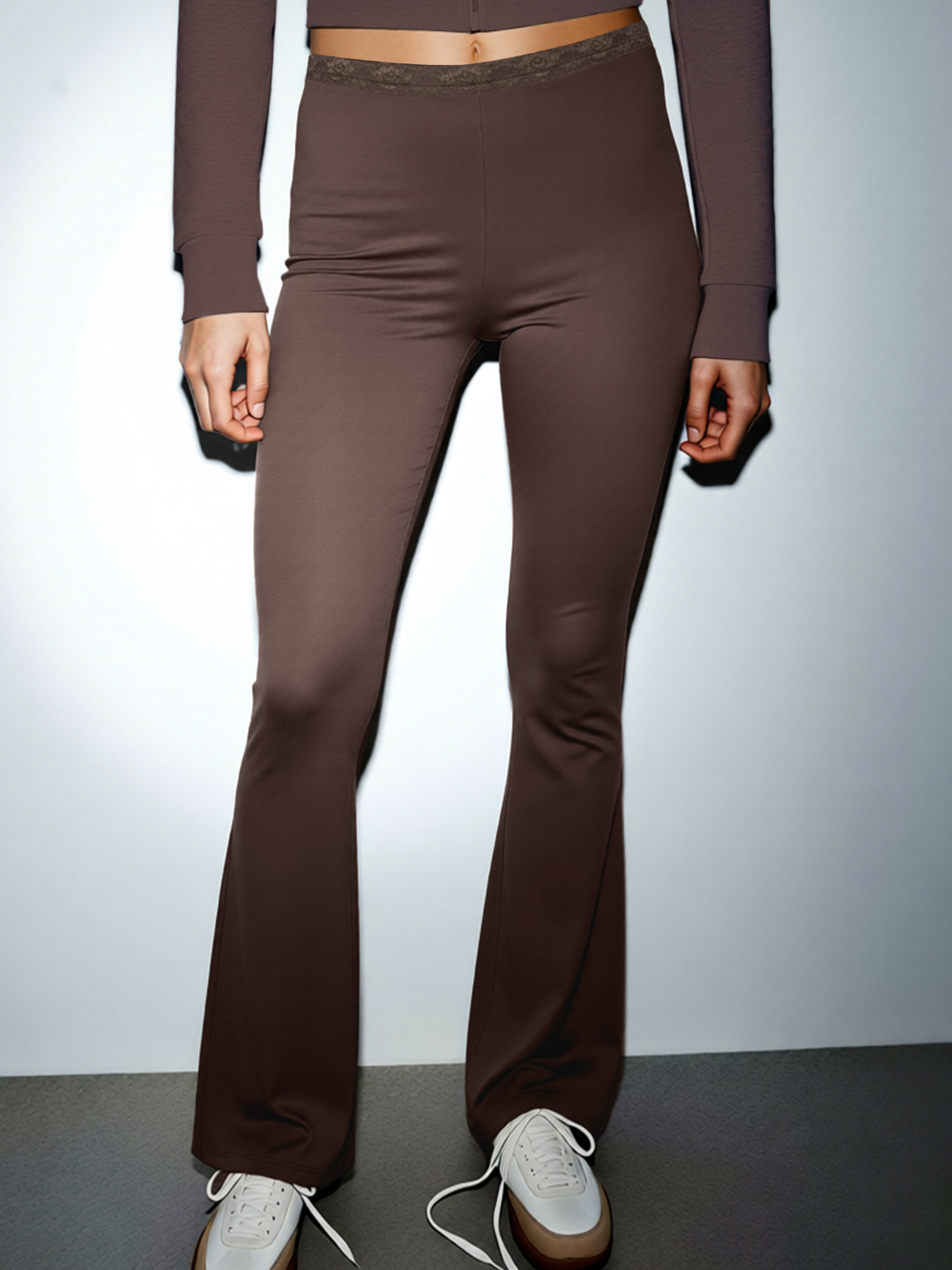 Woman's Fashion Leisure Basics Tight Waisted Lace Patches Spangled Pants