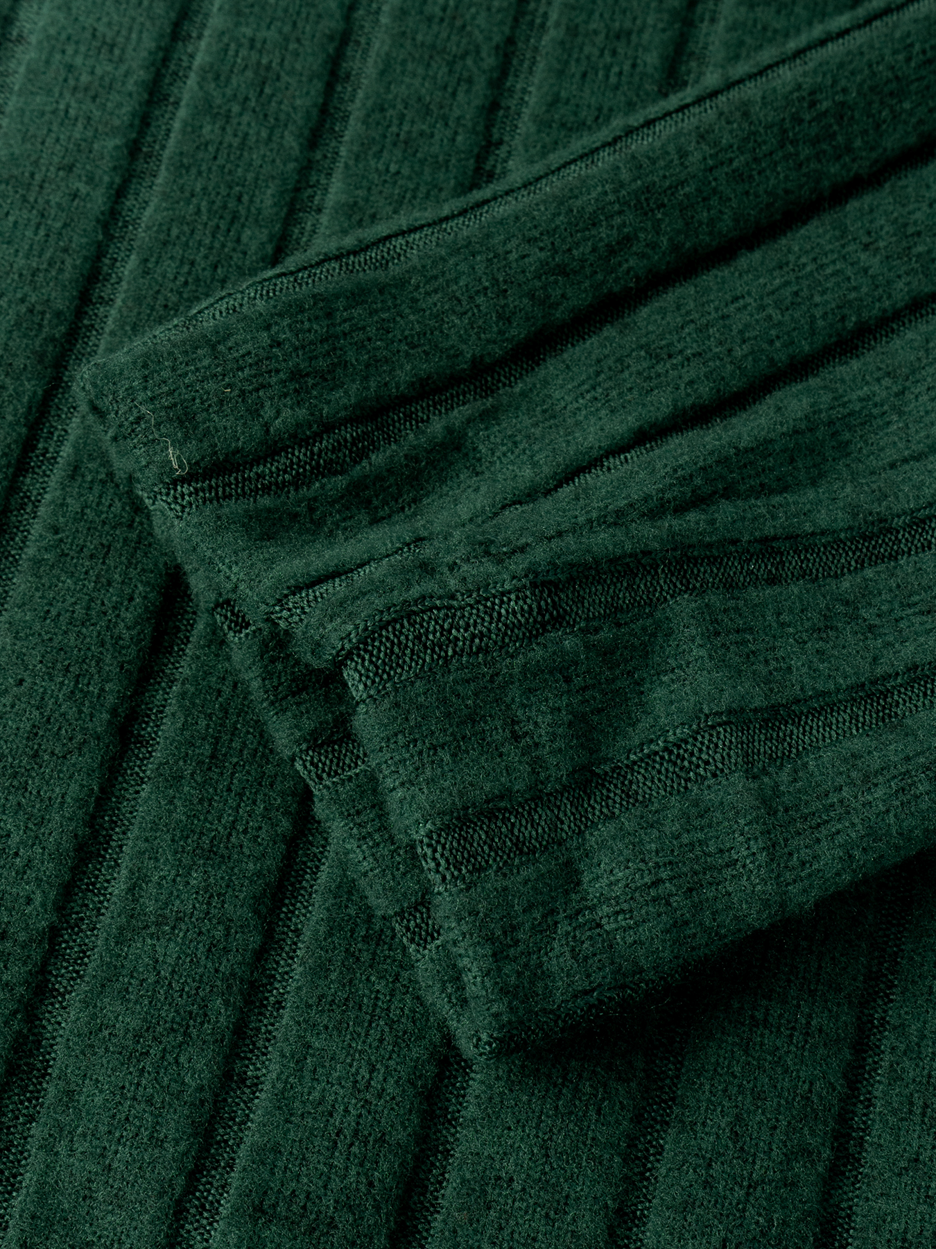 Women's Dark Green Ribbed Mock Neck Long Sleeve Top