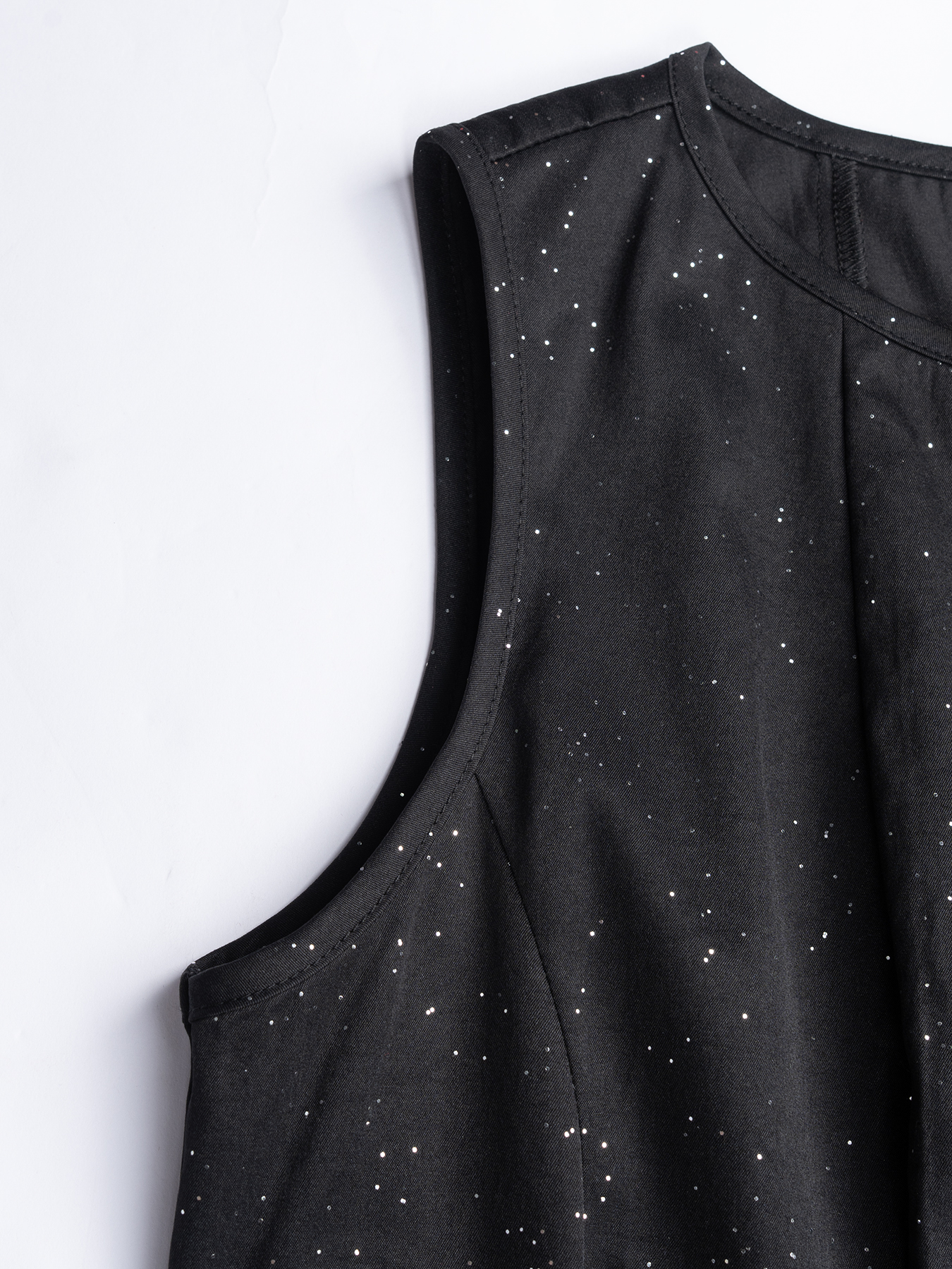 Women's Black polka dot sleeveless mid-length evening dress-Aetheryn