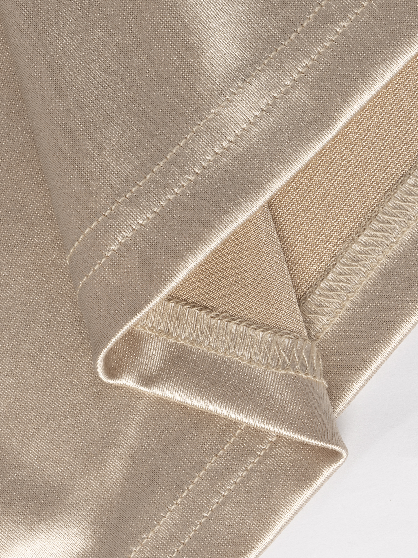 Y2K Beige Satin Cowl Neck Long Sleeve Top