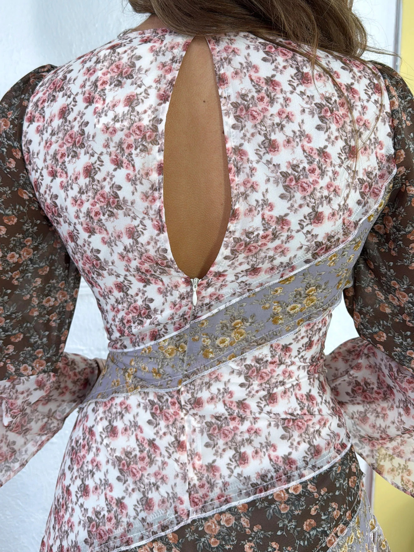 Boho Patchwork Floral Long Sleeve Maxi Dress