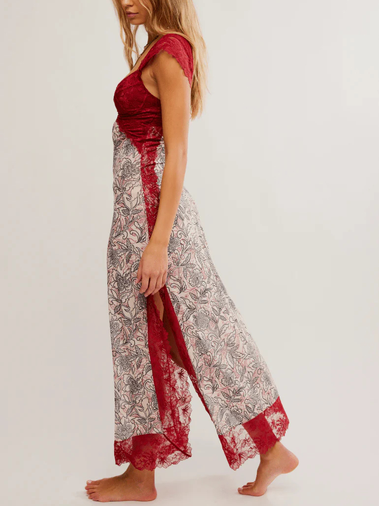 [Copy]Boho Patchwork Floral Plaid Midi Dress