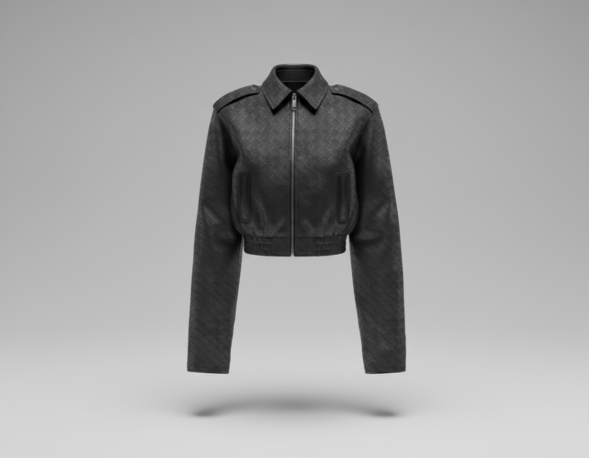 2026 Spring/Summer New Style Fashion Casual Quilted Pattern Zipper Short Leather Jacket