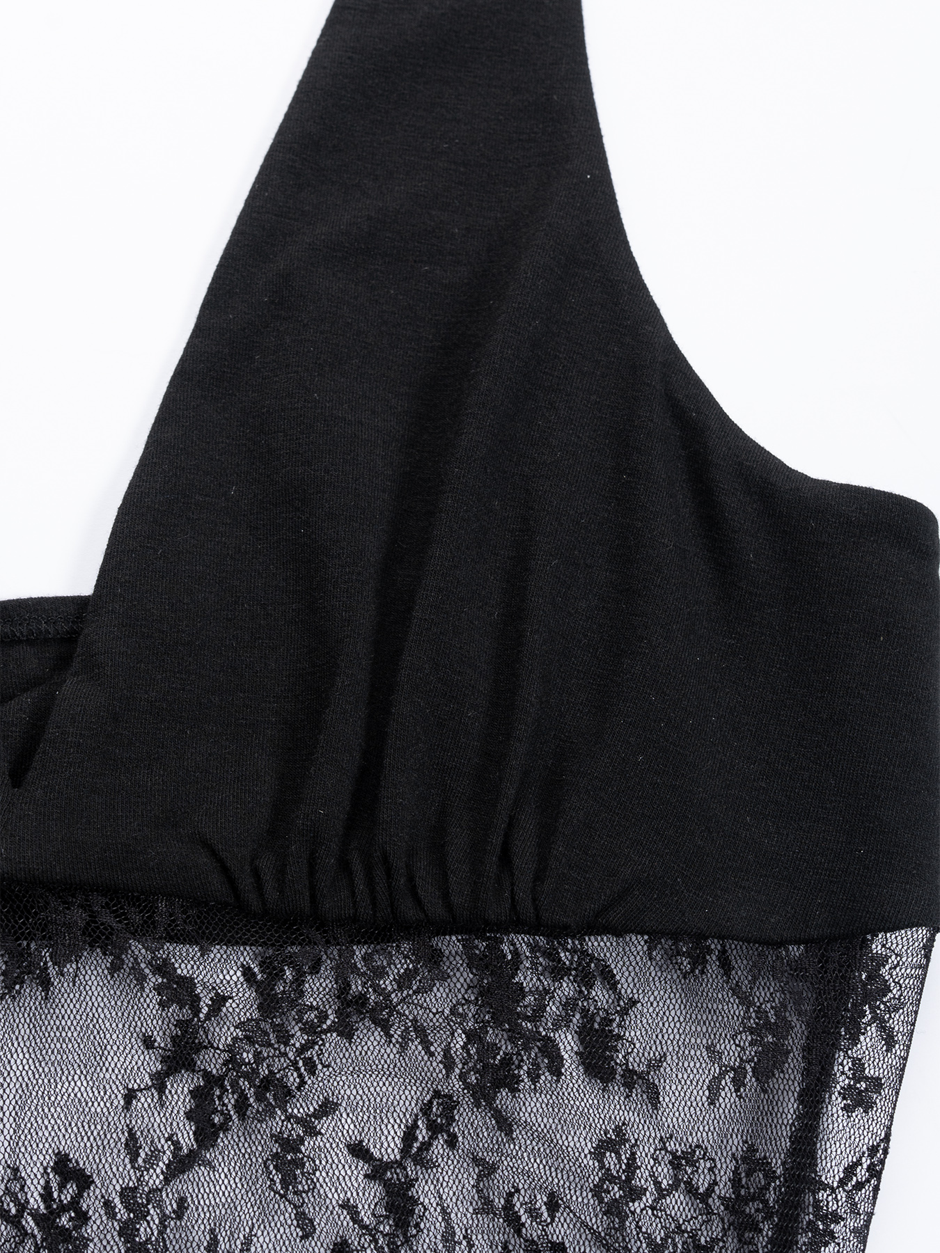 2026 Spring/Summer New Style Sexy Halter Neck Lace Splicing Asymmetric Waist-Fitted Dress