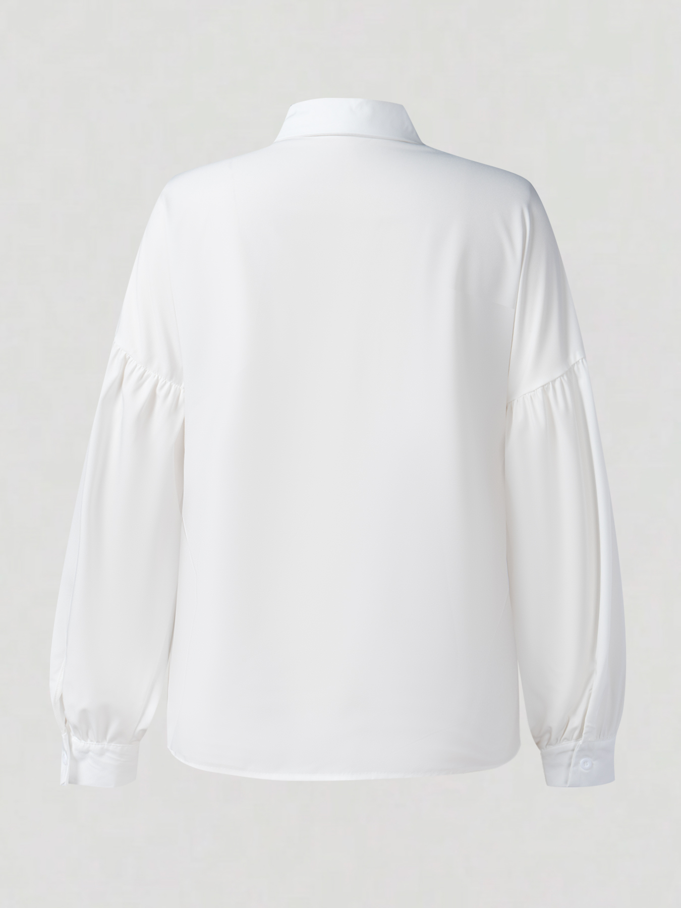 Women's White Blouse with Statement Buttons and Lantern Sleeves