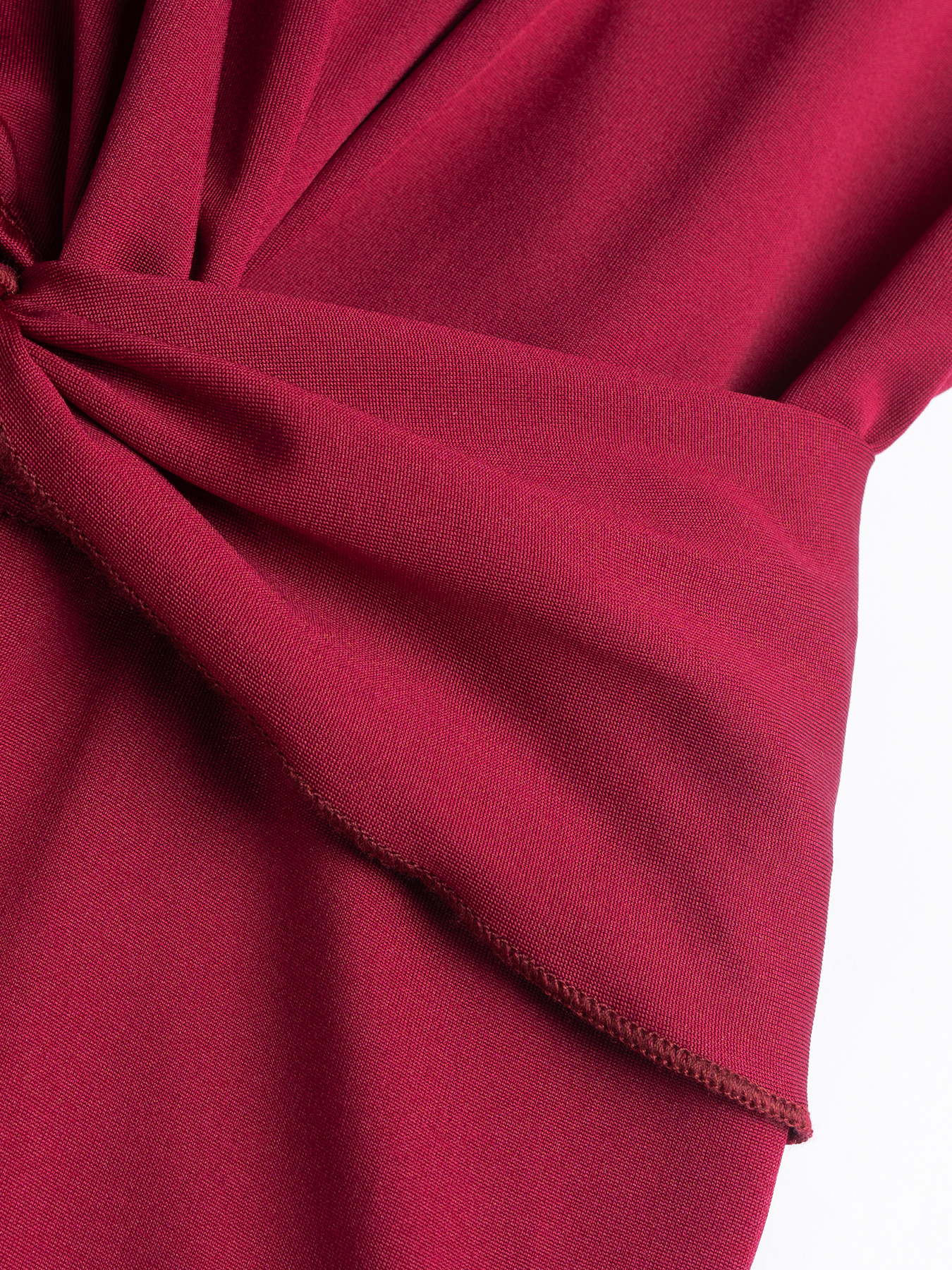 Woman's Burgundy Sleeveless Twist Cutout Waist Bodycon Midi Dress