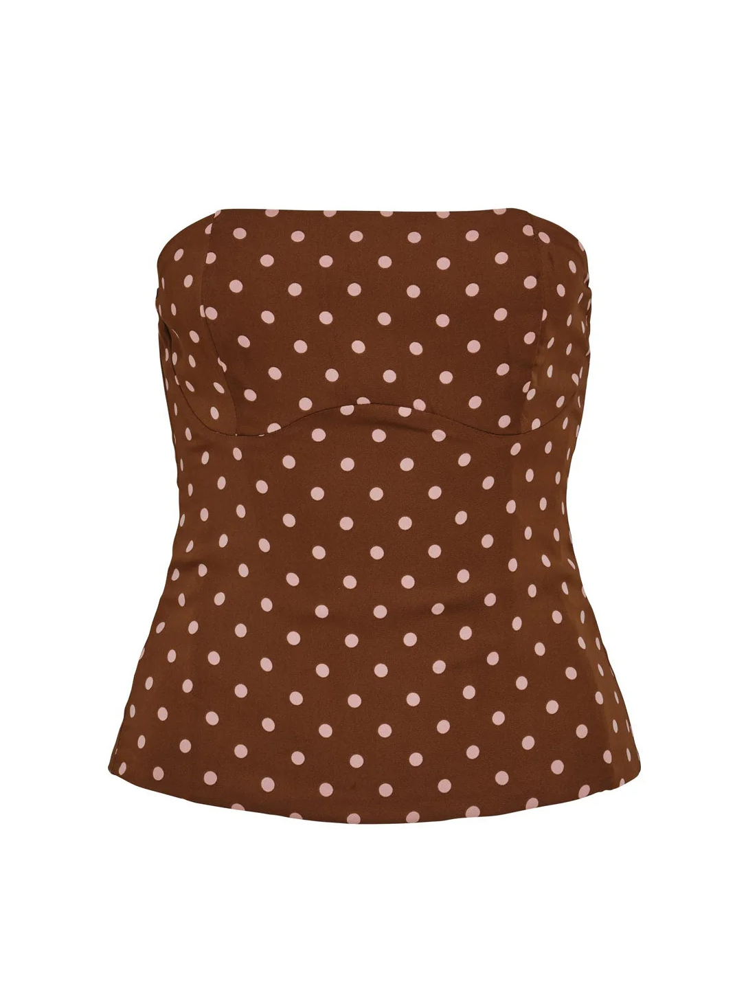 Brown Polka Dot Stretch Knit Two Piece Retro Set