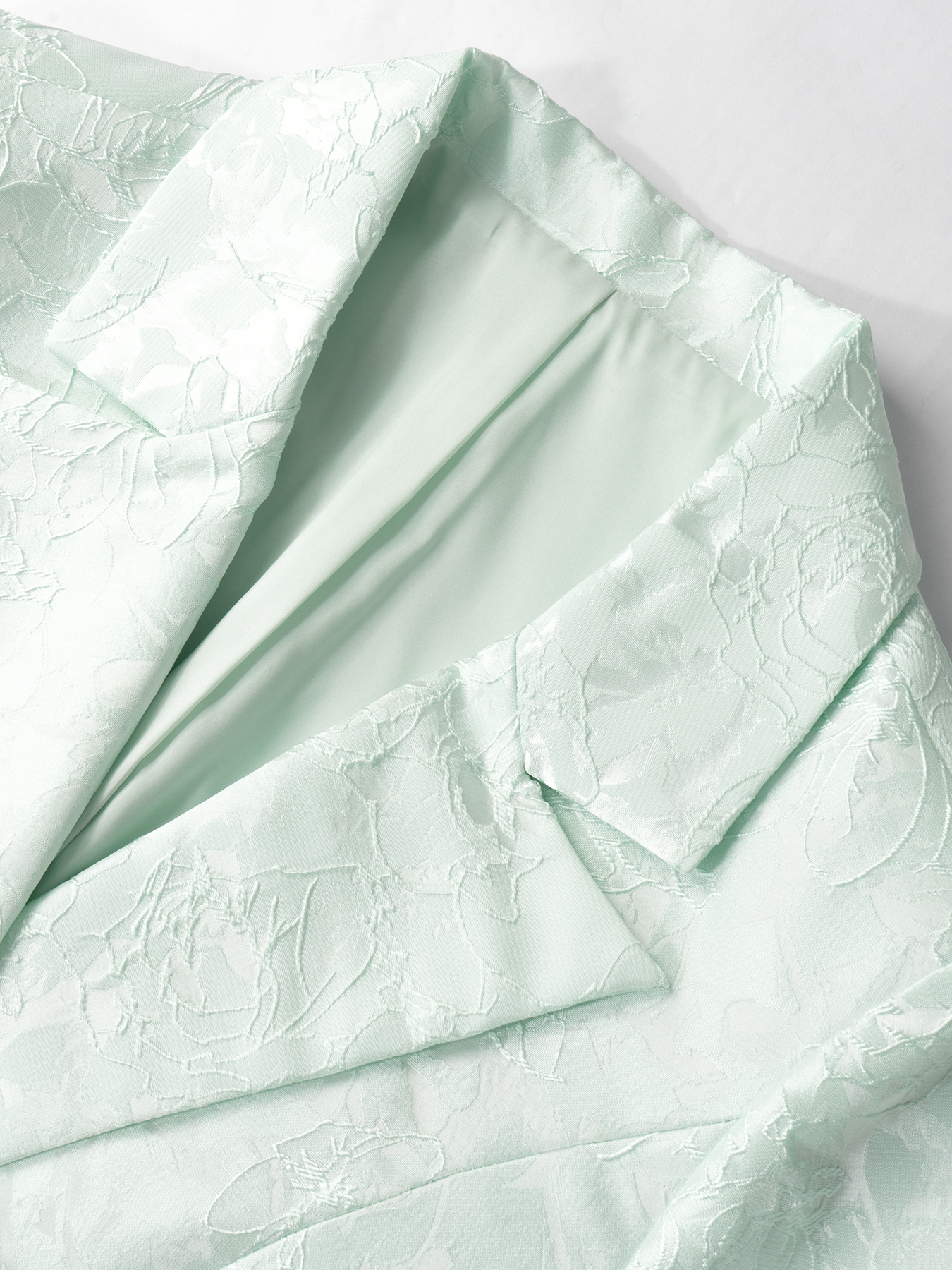 Green Tie Flower Closed-Way Suit Jacket Female Single-Line Pearl Button Style Small Suit