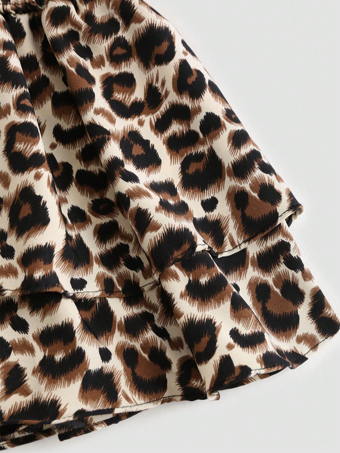 Women's Leopard Print Smocked Tube Top and Tiered Mini Skirt Set