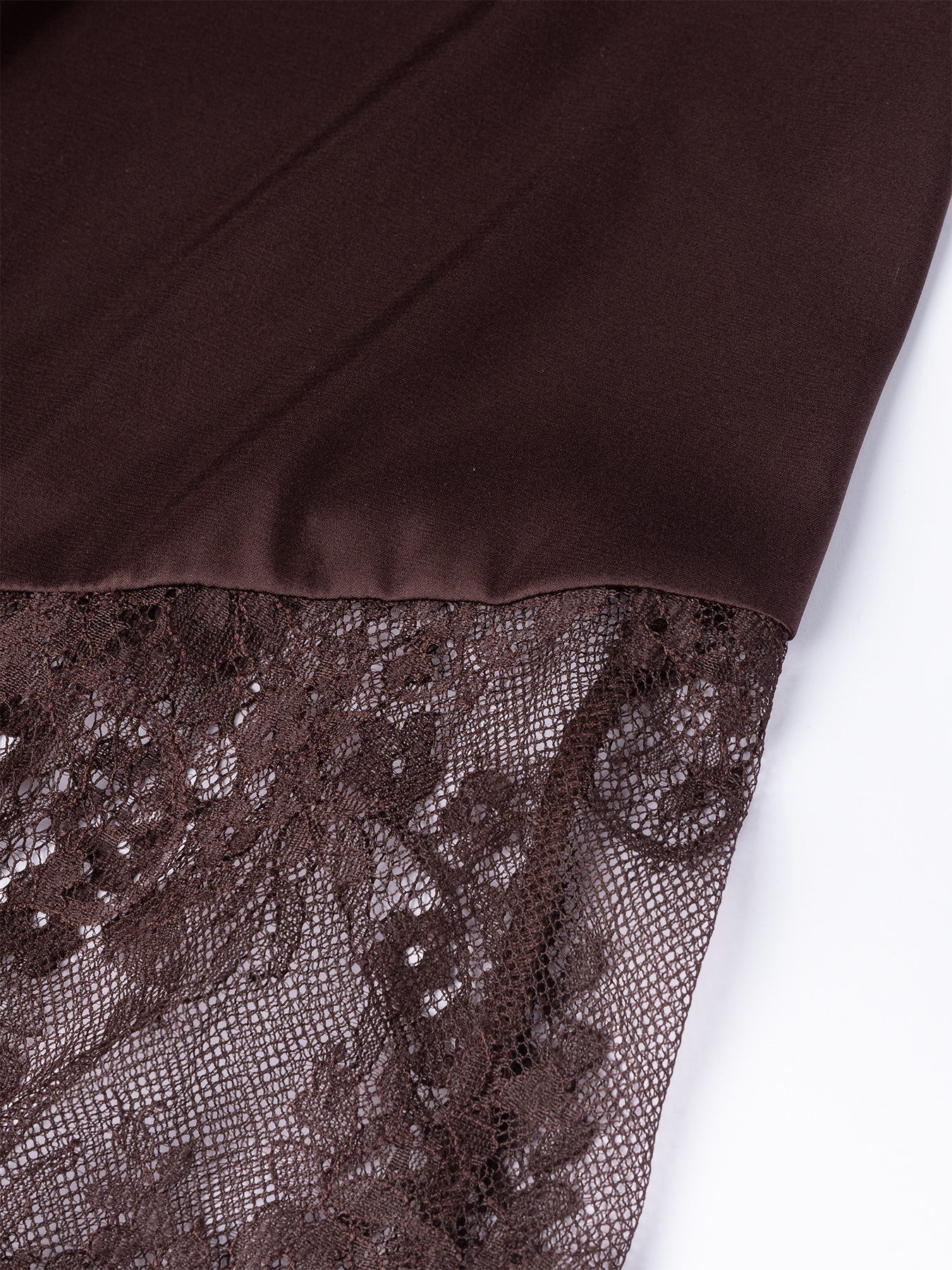 Falda corta de encaje de satén marrón oscuro Falda larga de cintura alta y falda irregular Falda de encaje A para cenas y citas