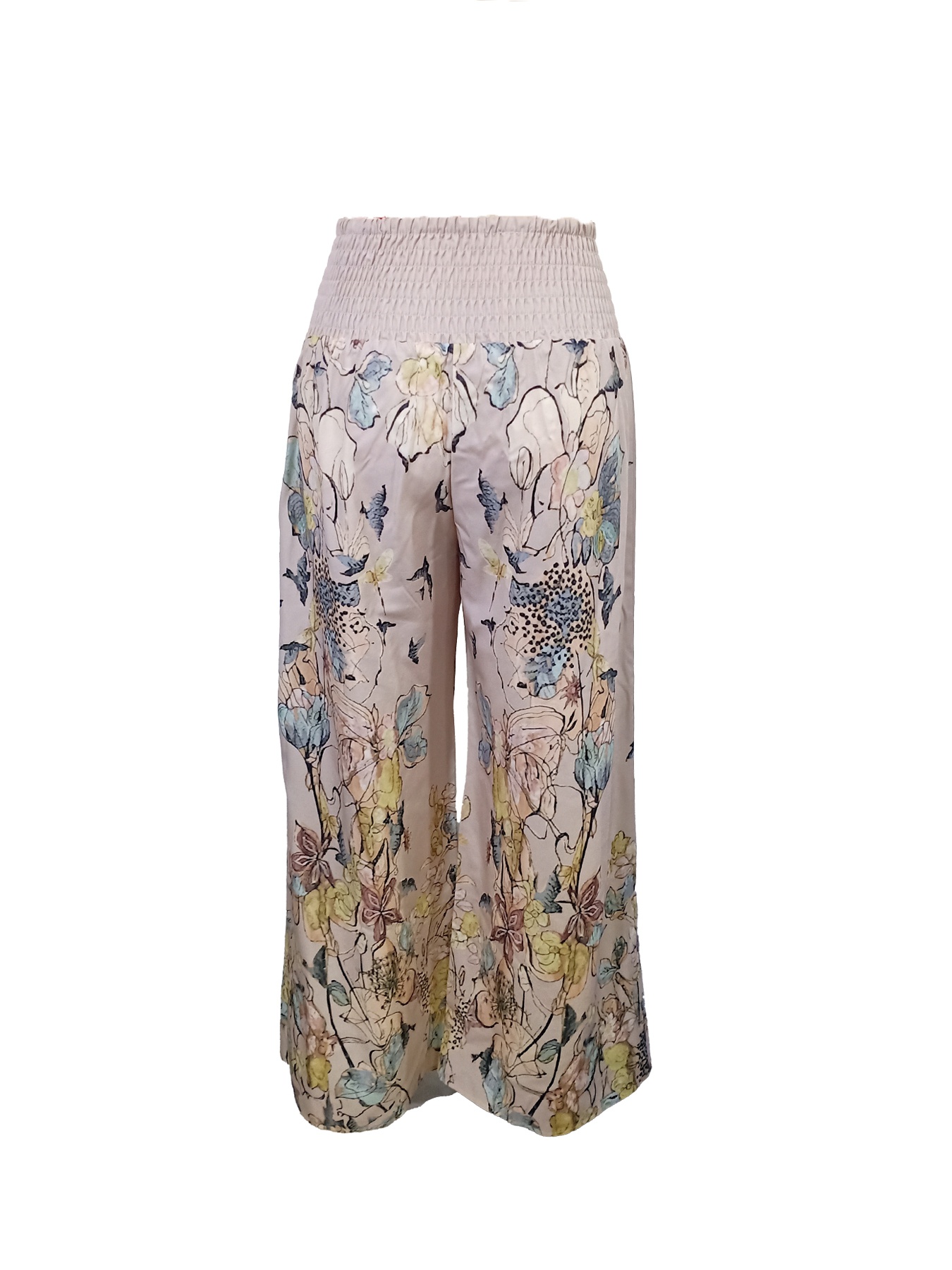 Women's Floral Print Smocked Waist Wide Leg Pants