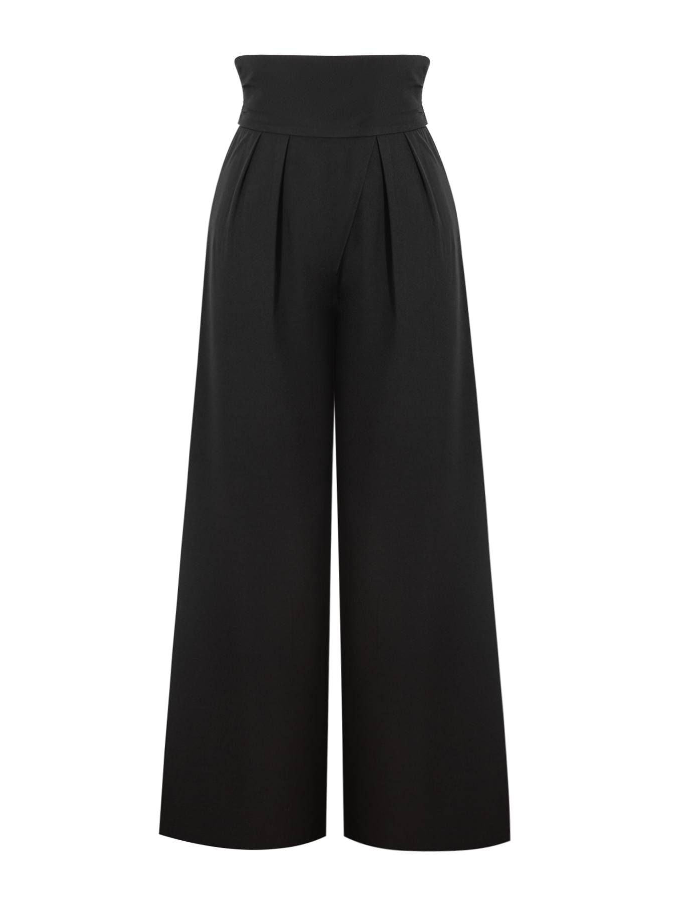 Black High Waist Wrap Wide Leg Pants