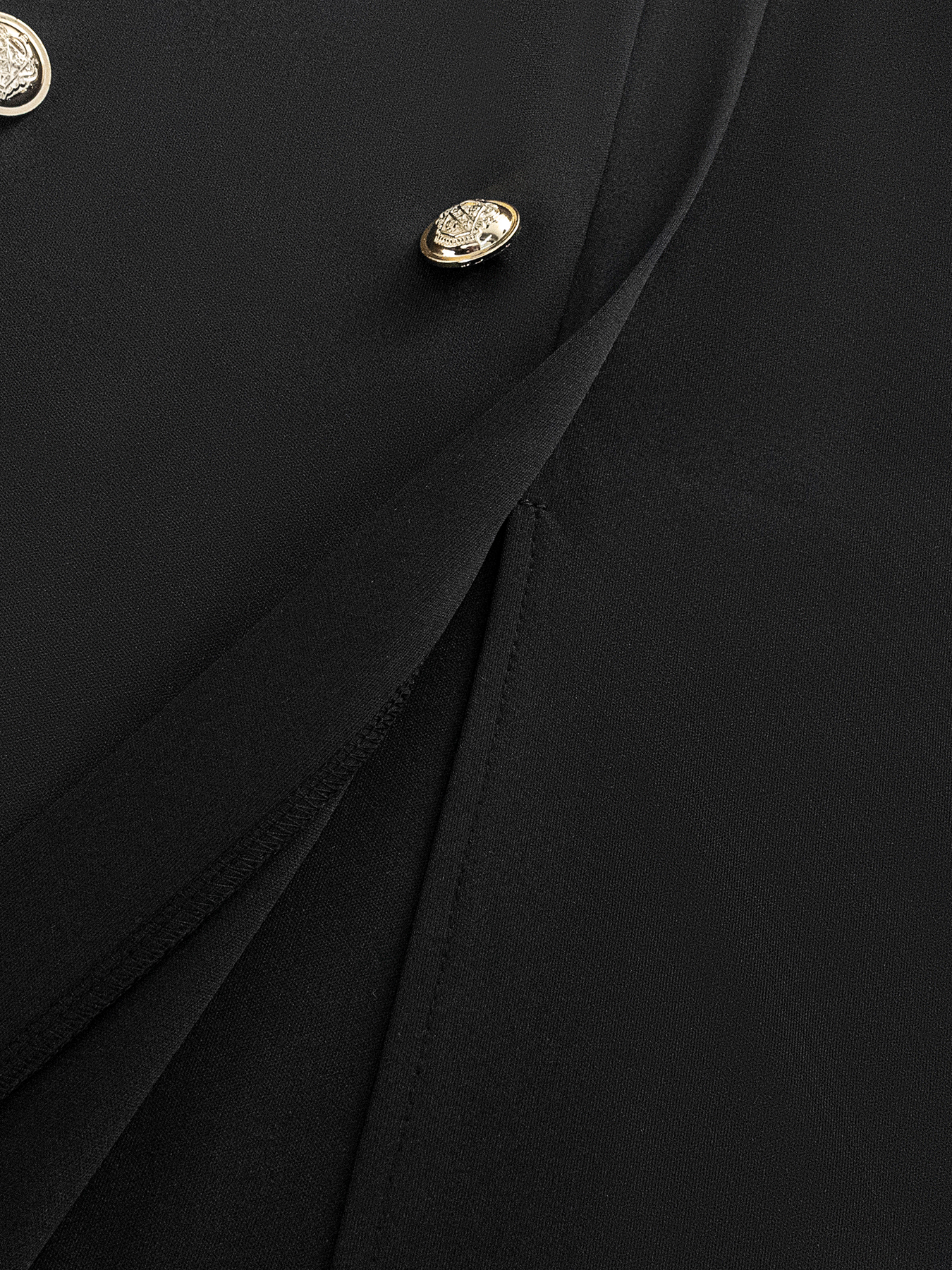 Women's Black Contrast Collar Double-Breasted Midi Dress