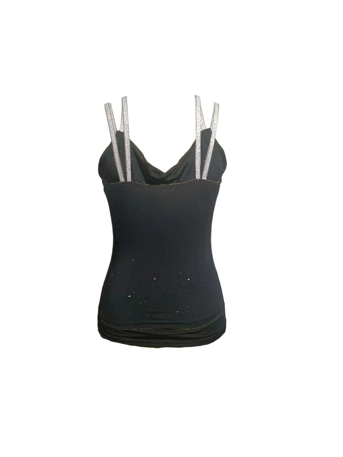 Black Sparkly Camisole with Rhinestone Straps