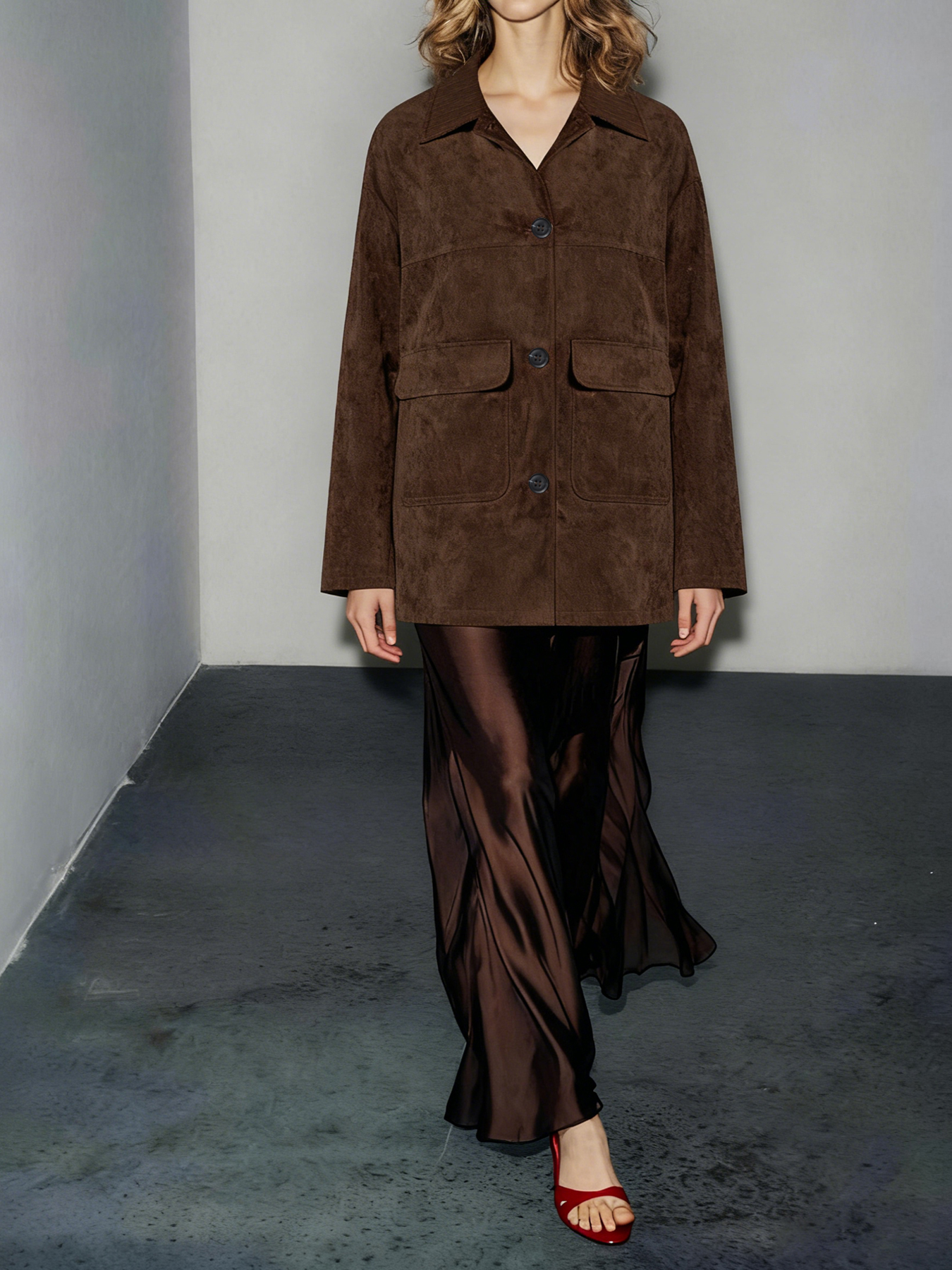 2026 Spring/Summer New Style Retro Lapel Single-breasted Suede Texture Casual Jacket