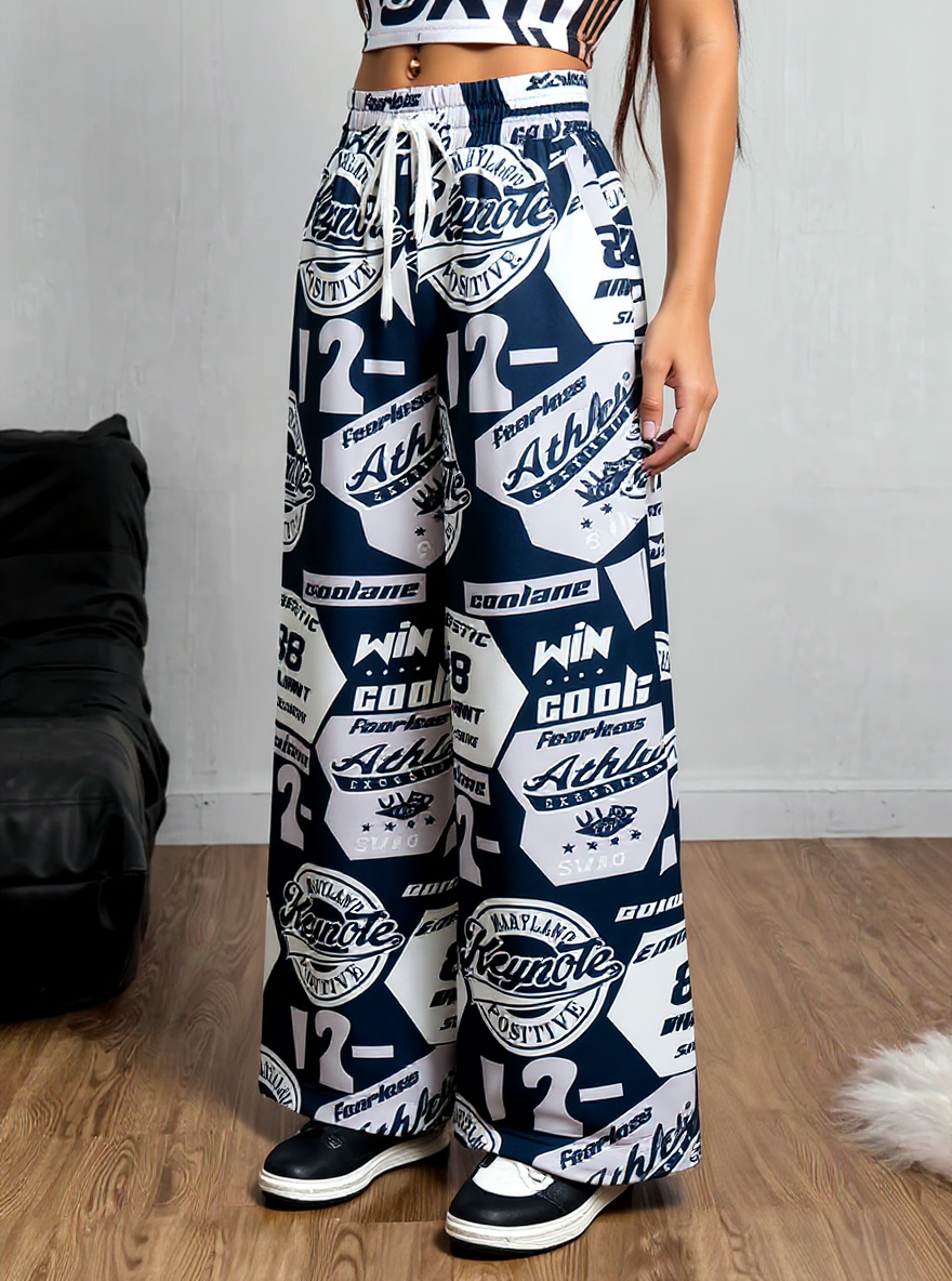 Y2K Digital Print Joggers - Adjustable Drawstring Cargo Sweatpants for Streetwear-Aetheryn