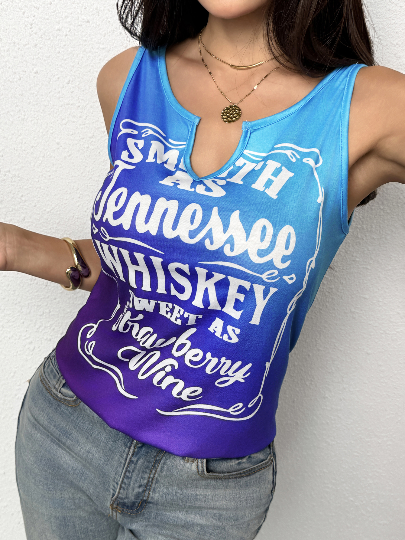 Women's Blue - Purple Gradient Sleeveless Tank Top