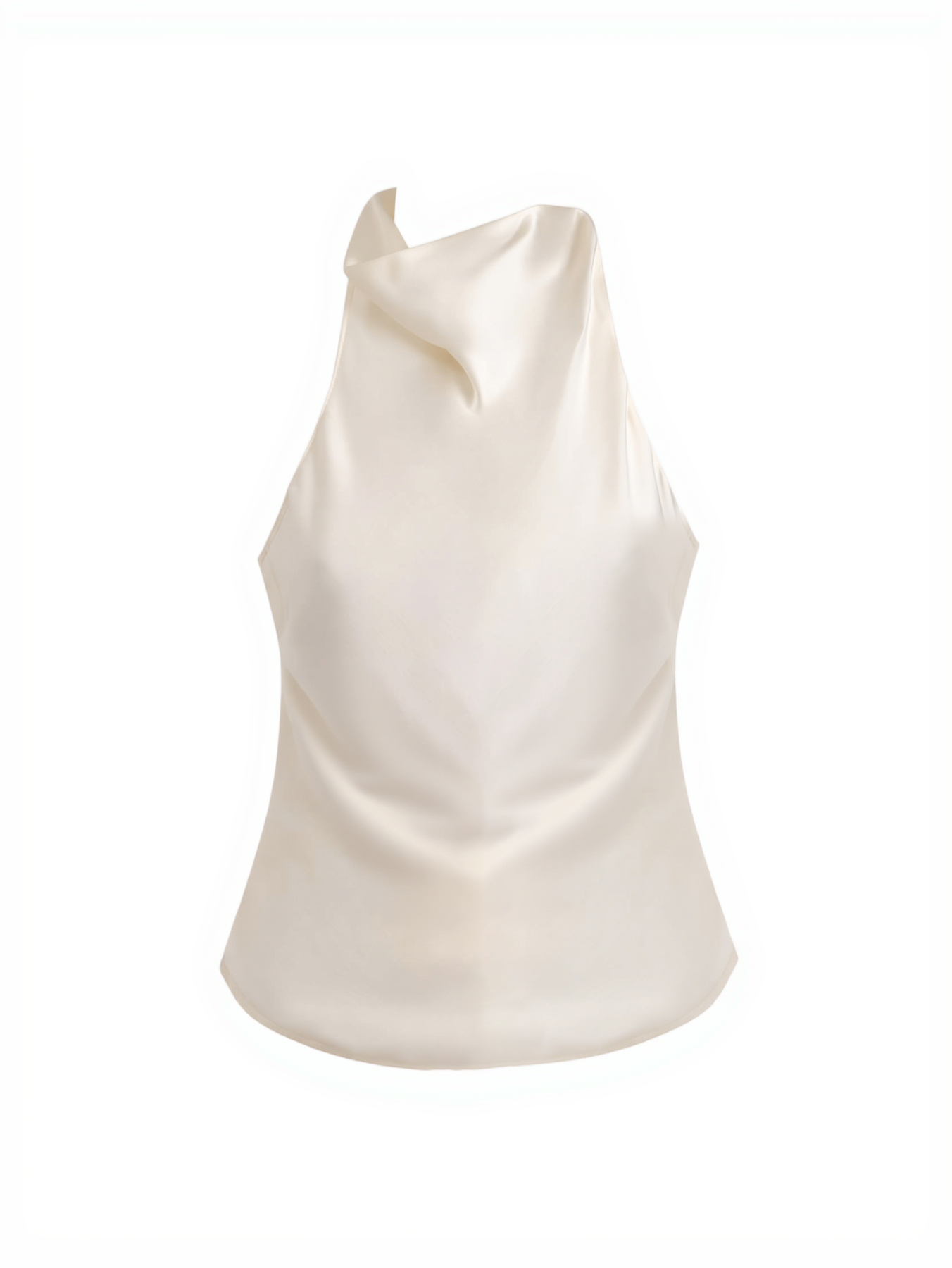 2026 Spring Summer Light Luxury Dinner Style Satin Halter Backless Jumpsuit : Metal Chain Decor Waist Tie Wide-Leg One-Piece