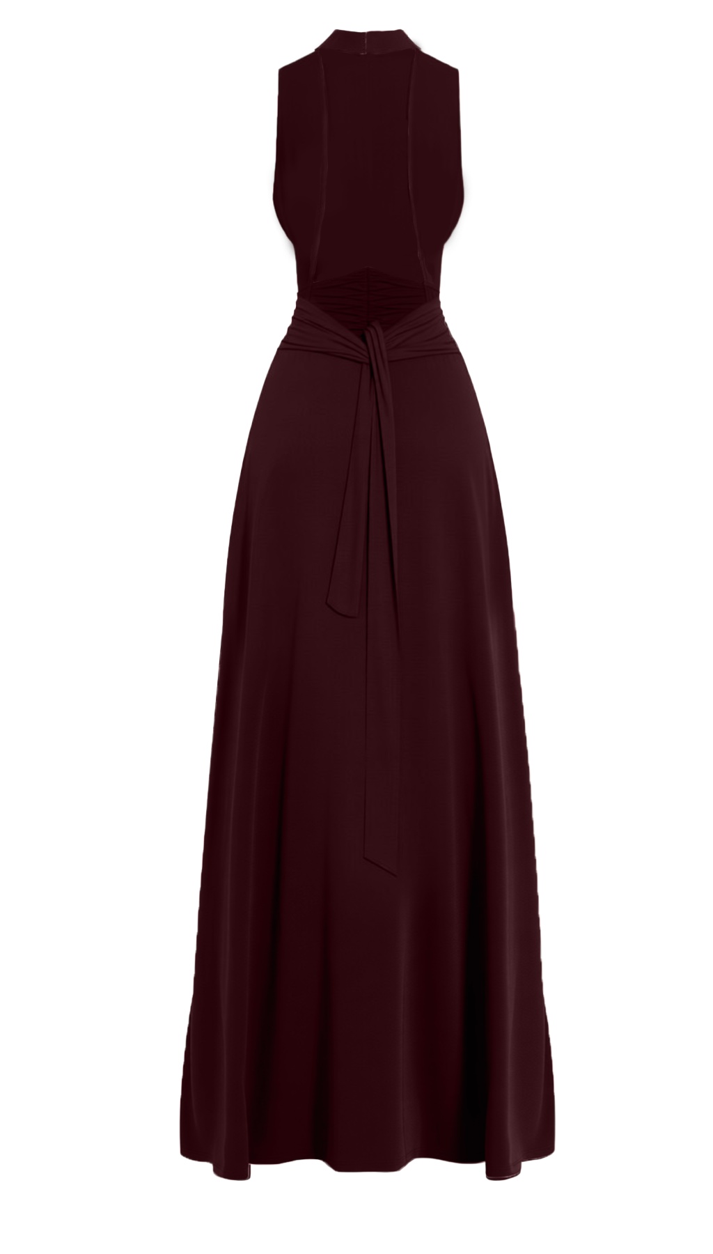 2026 Spring Summer Elegant Wine Red Evening Gown - Open Back & Halter Neck with Gathered Waist